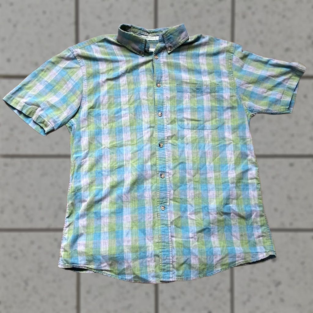Orvis Orvis Shirt Button-Up Short Sleeve Plaid Linen Multicolor Large Men’s Sz L Green Blue Button-Down Collar Mens Size US L / EU 52-54 / 3 - 1 Thumbnail