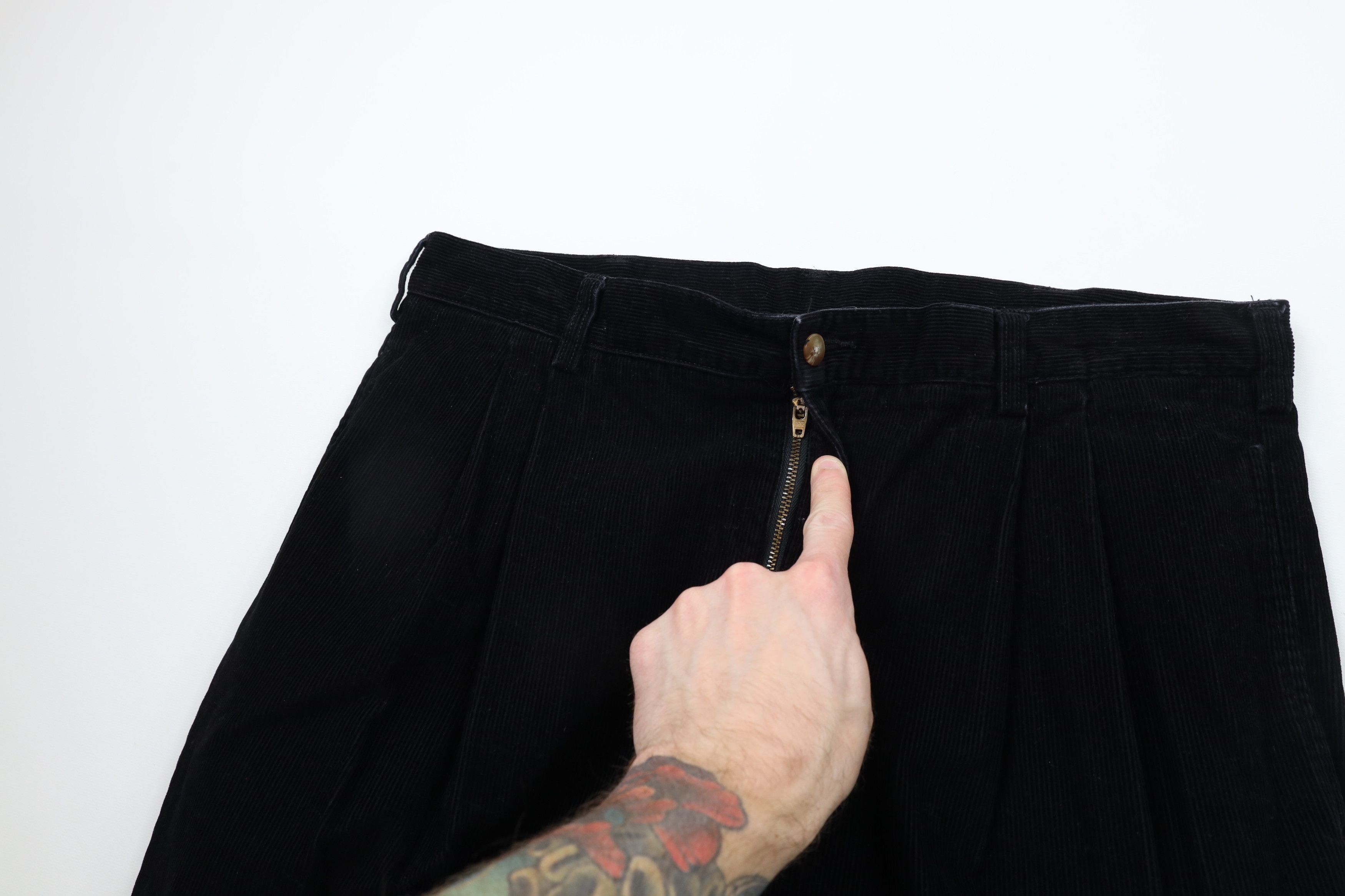 Vintage Vintage 90s Streetwear Wide Led Corduroy Chino Pants Black Size US 36 / EU 52 - 6 Thumbnail
