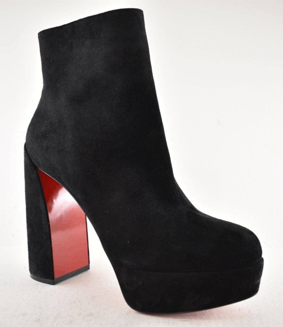 Christian Louboutin Movida Booty 130 Black Suede Platform Block Heel Bootie 37 Size US 7 / IT 37 - 5 Thumbnail