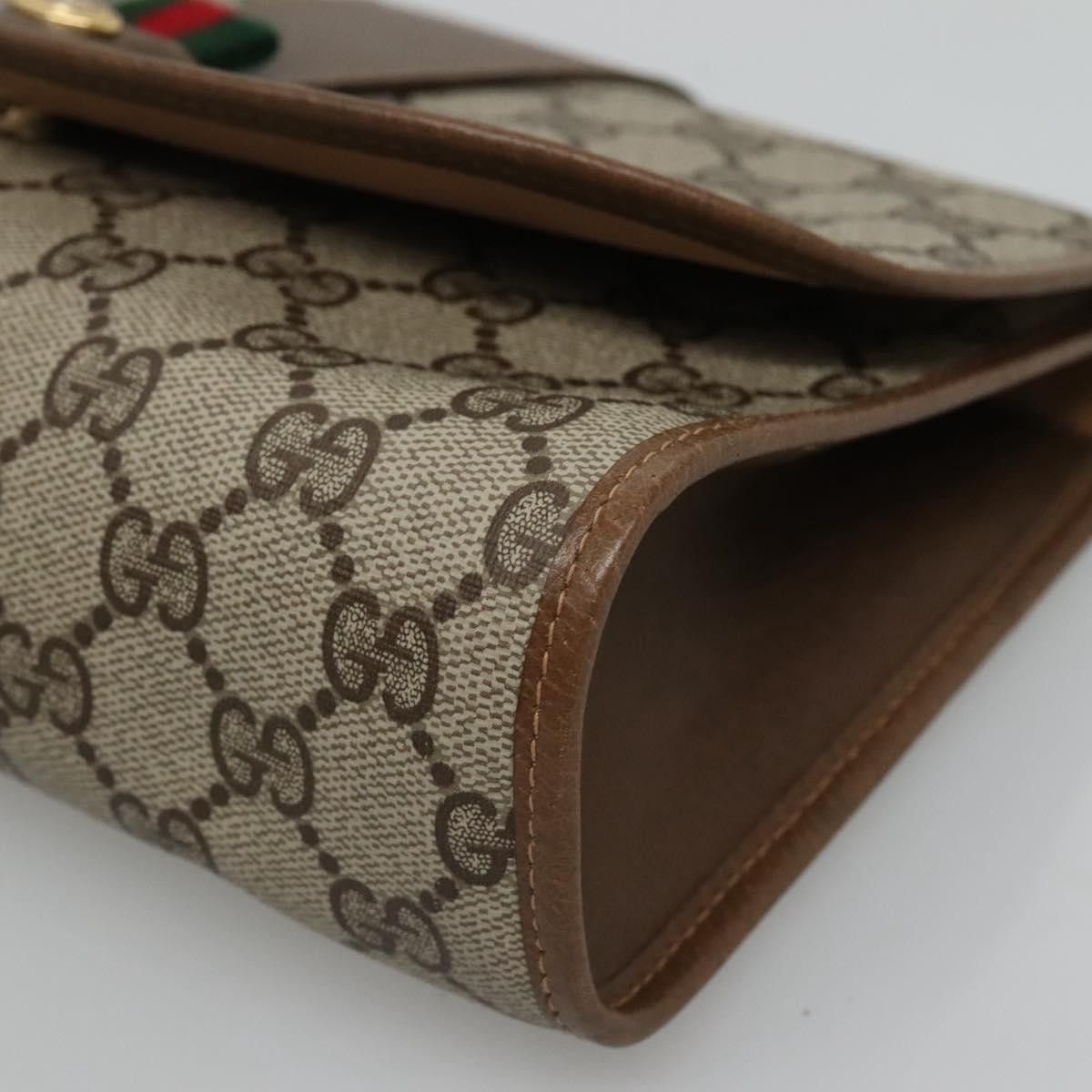 Gucci GUCCI GG Supreme Clutch Bag Pvc Leather Beige Green Red Size ONE SIZE - 7 Thumbnail