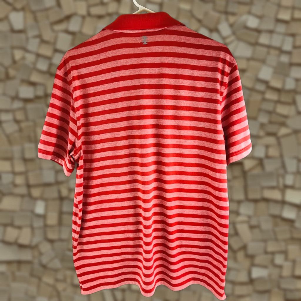 Izod IZOD Polo Shirt Male M Red Striped Stretch 1/4 Button Short Sleeve Golf Shirt Size US M / EU 48-50 / 2 - 1 Thumbnail