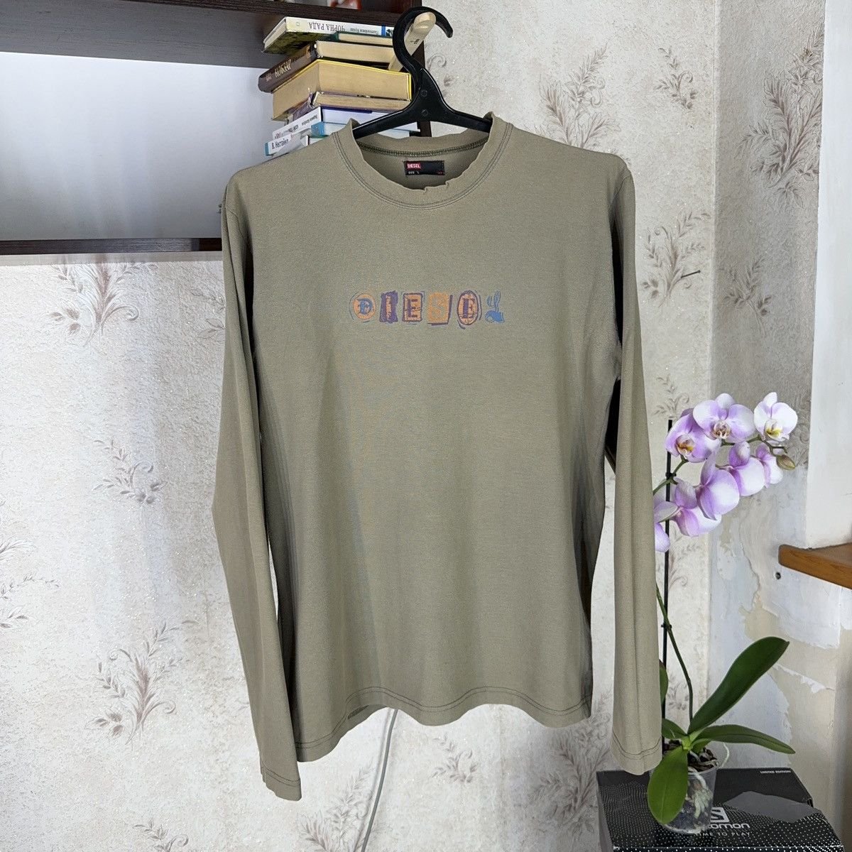 Diesel Vintage Diesel Longsleeve Archive Centre Khaki Avant Garde Size US L / EU 52-54 / 3 - 1 Thumbnail