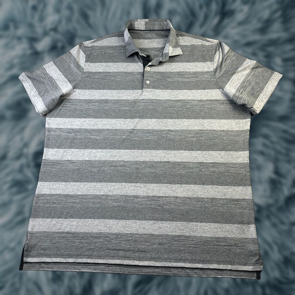 johnnie-O Johnnie O Polo Shirt Mens 2XL XXL Gray Striped Golf Performance Size US XXL / EU 58 / 5 - 1 Thumbnail
