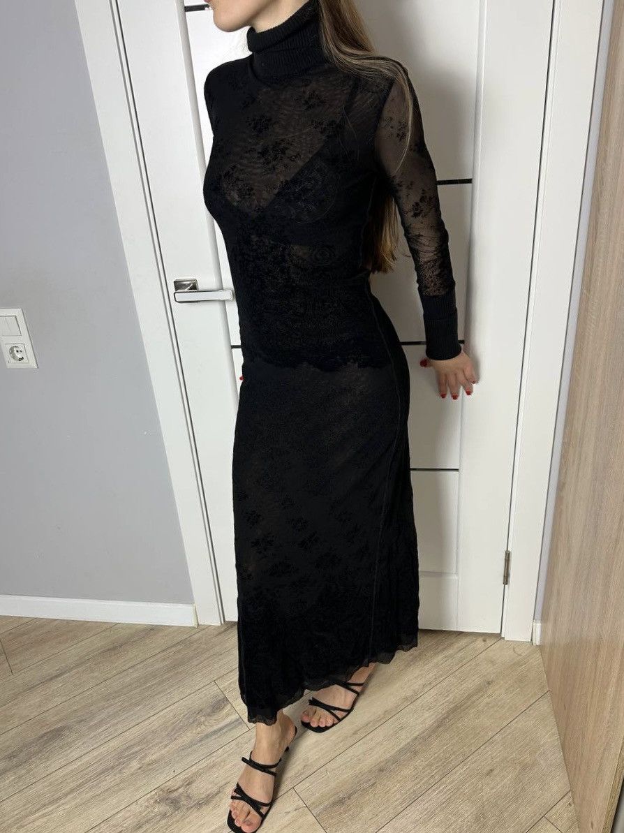 Jean Paul Gaultier Jean Paul Gaultier Sheer Mesh Velvet Pattern Maxi Dress Size S / US 4 / IT 40 - 2 Thumbnail