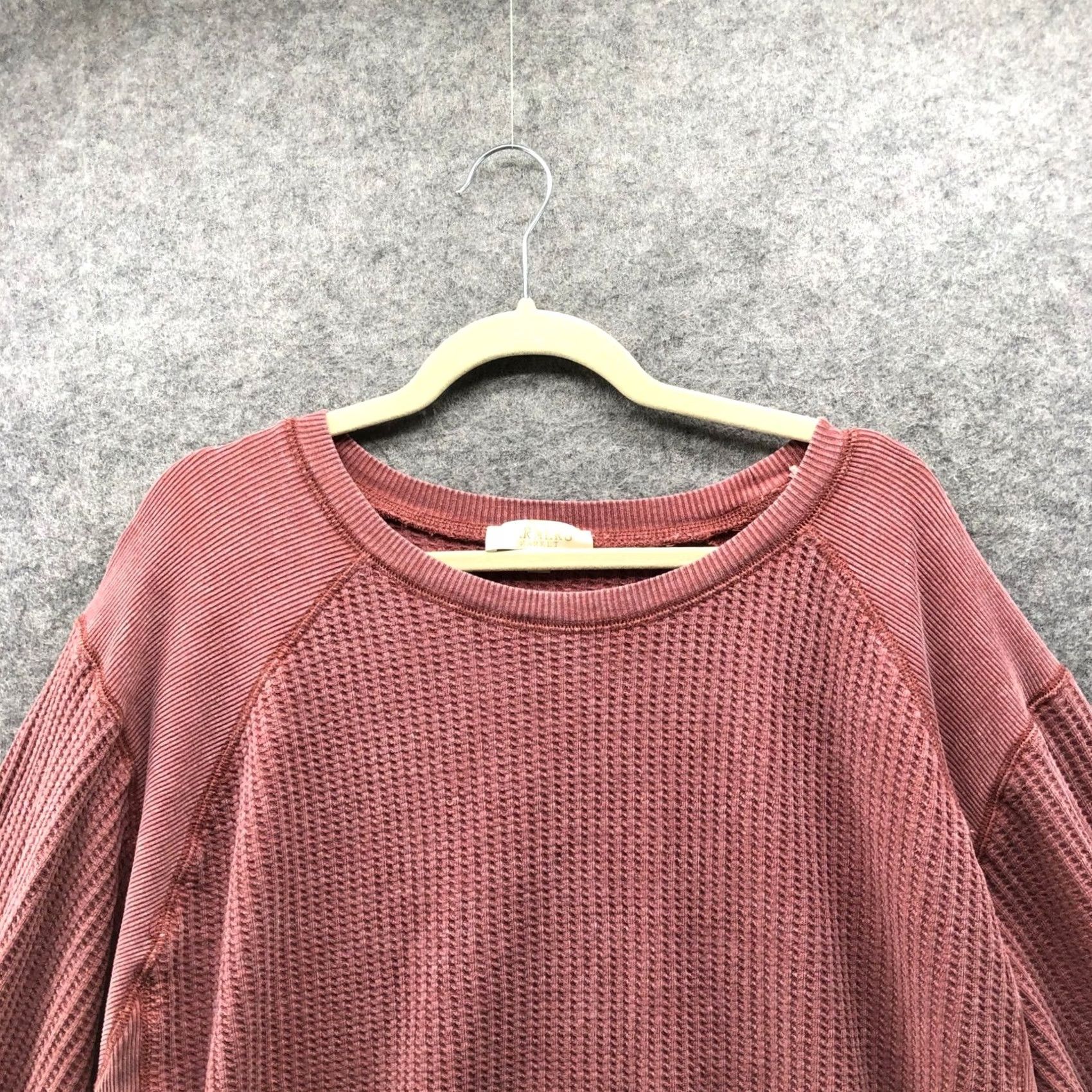 Market Farmers Market Waffle Knit Oversized Sweatshirt Womens XL Red Sunwashed Boho Size XL / US 12-14 / IT 48-50 - 3 Thumbnail