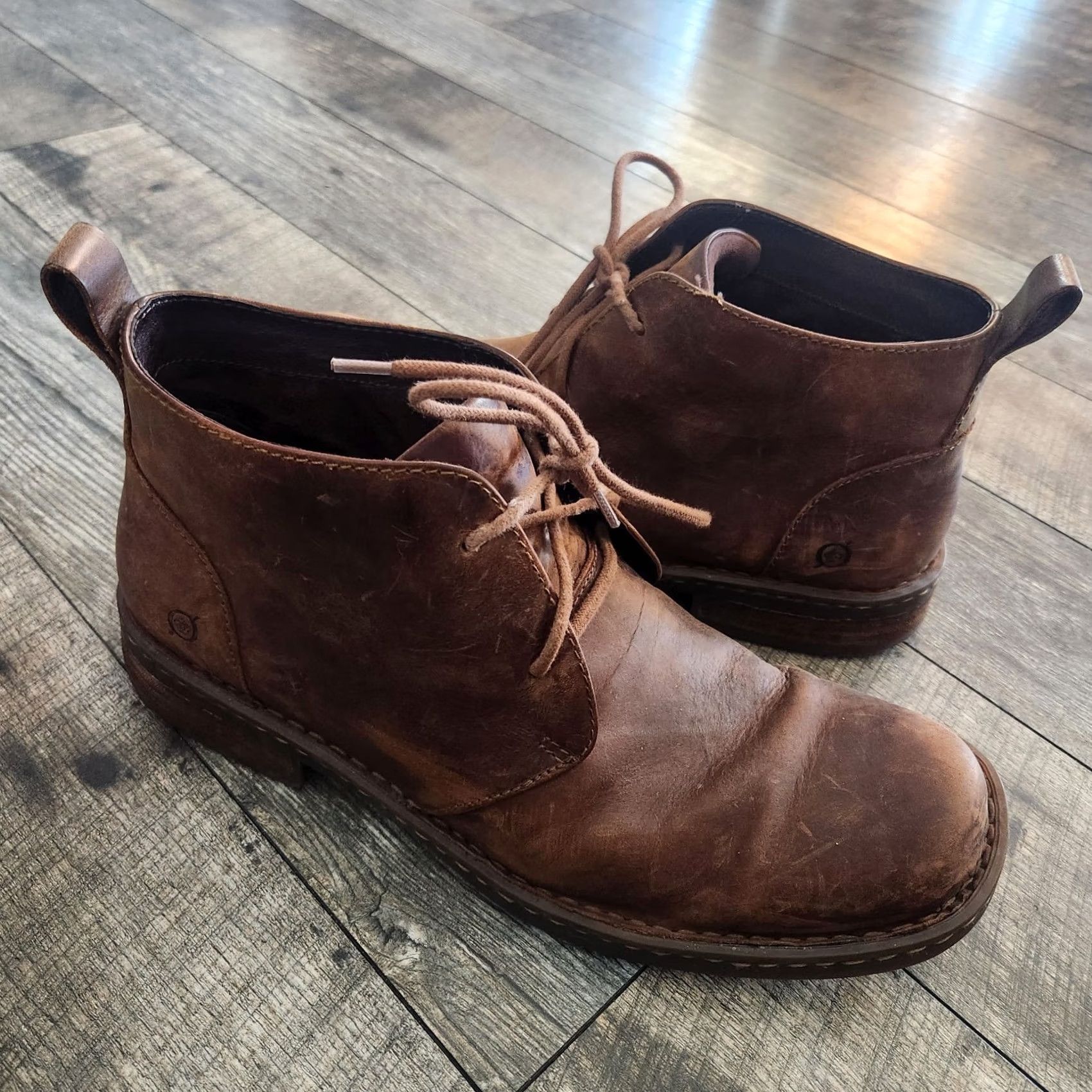 Born Børn Born H57206 Chukka Boot Mens 11.5 M Brown Leather Lace Up Ankle Distressed Casual Shoes Size US 12 / EU 45 - 2 Thumbnail