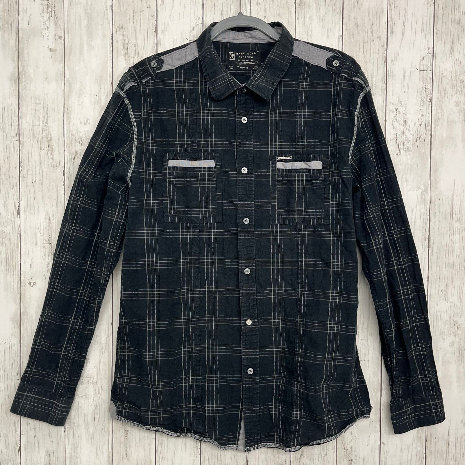 Marc Ecko Mark Ecko Cut & Sew Long Sleeve Plaid Button Down Shirt XL Size US XL / EU 56 / 4 - 1 Thumbnail