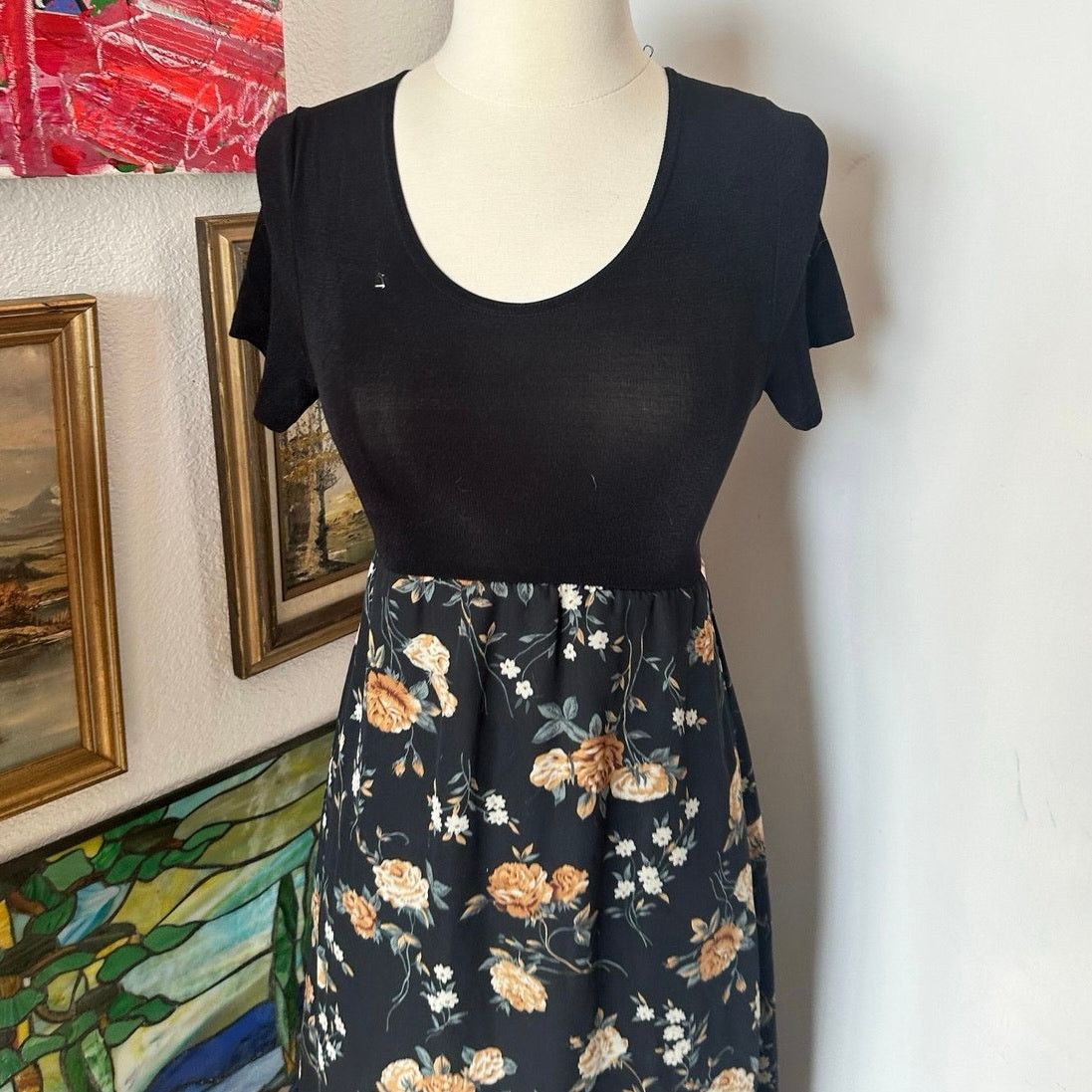 Other vintage pretty good black floral maxi dress Size S / US 4 / IT 40 - 2 Thumbnail