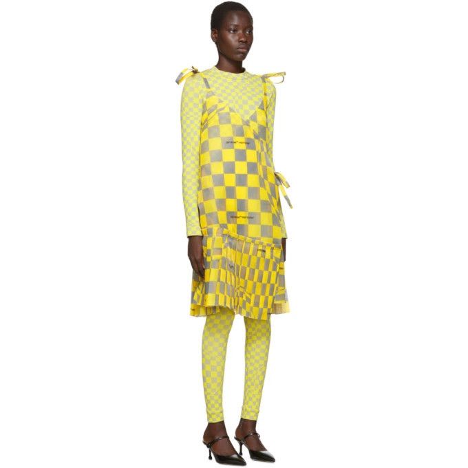 Off-White o1y1125 Midi Dress in Yellow/Gray Size XS / US 0-2 / IT 36-38 - 2 Thumbnail