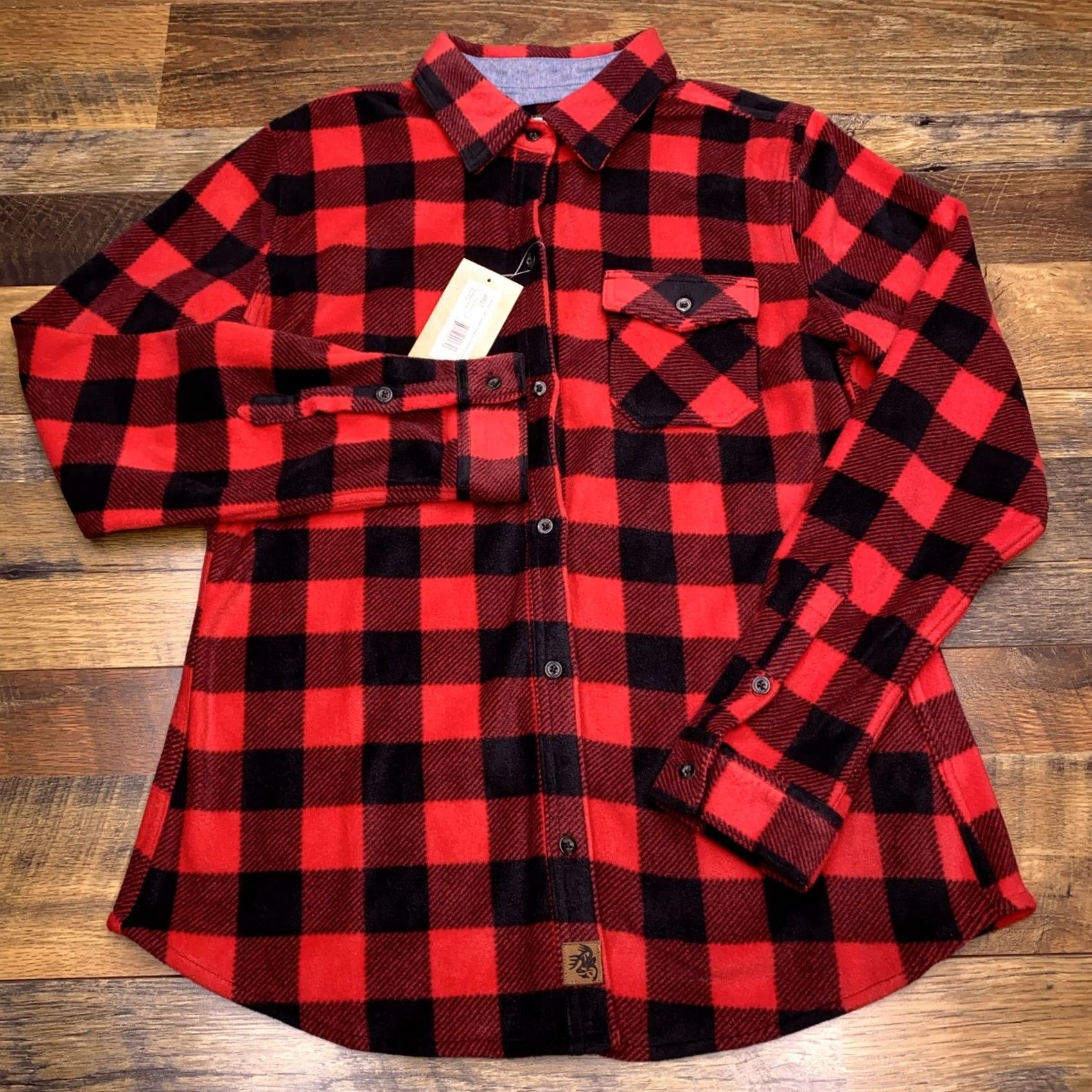 FRED Red Legendary Whitetails Trail Guide Fleece Shirt Womens M Plaid Button-Up Casual Sleeve Pocket Wool? [Error: product material not wool] Size M / US 6-8 / IT 42-44 - 2 Thumbnail