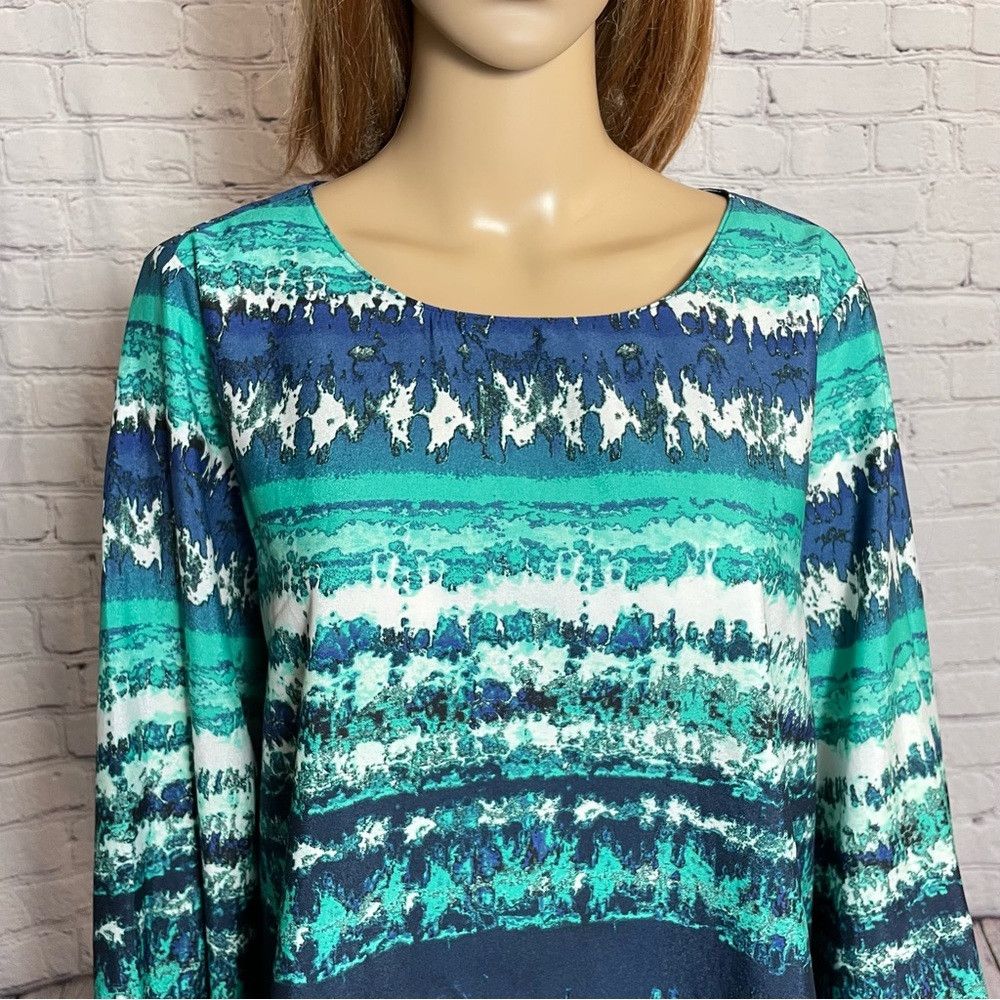 Other Milano Long Sleeve Blue Green Blouse Size XL Size XL / US 12-14 / IT 48-50 - 2 Thumbnail