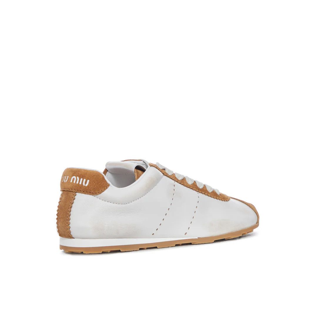 MIU MIU Plume $950 White/Brown Sneakers New And Authentic (W
