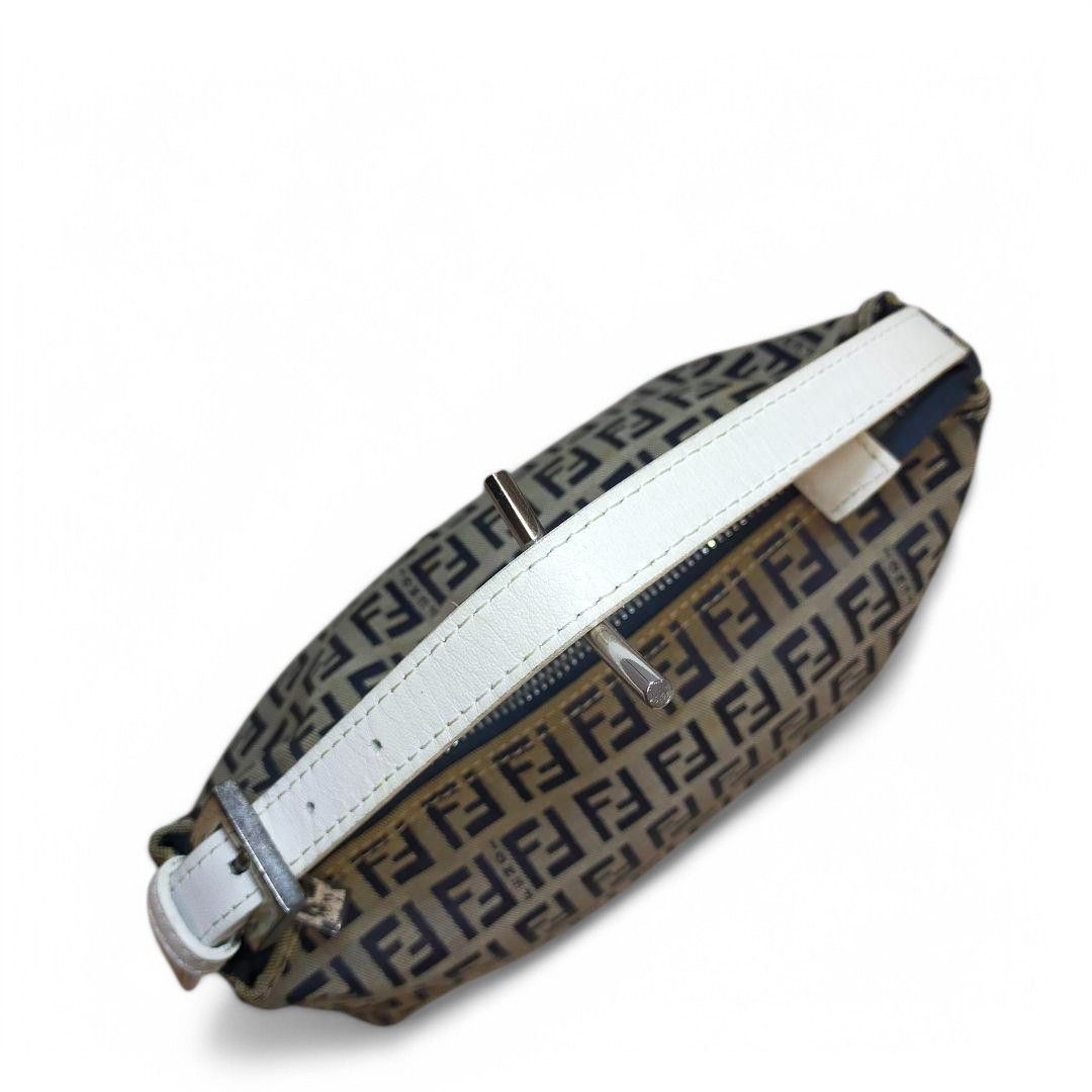 Fendi - Pouch Handbag Leather Canvas Monogram FF Beige