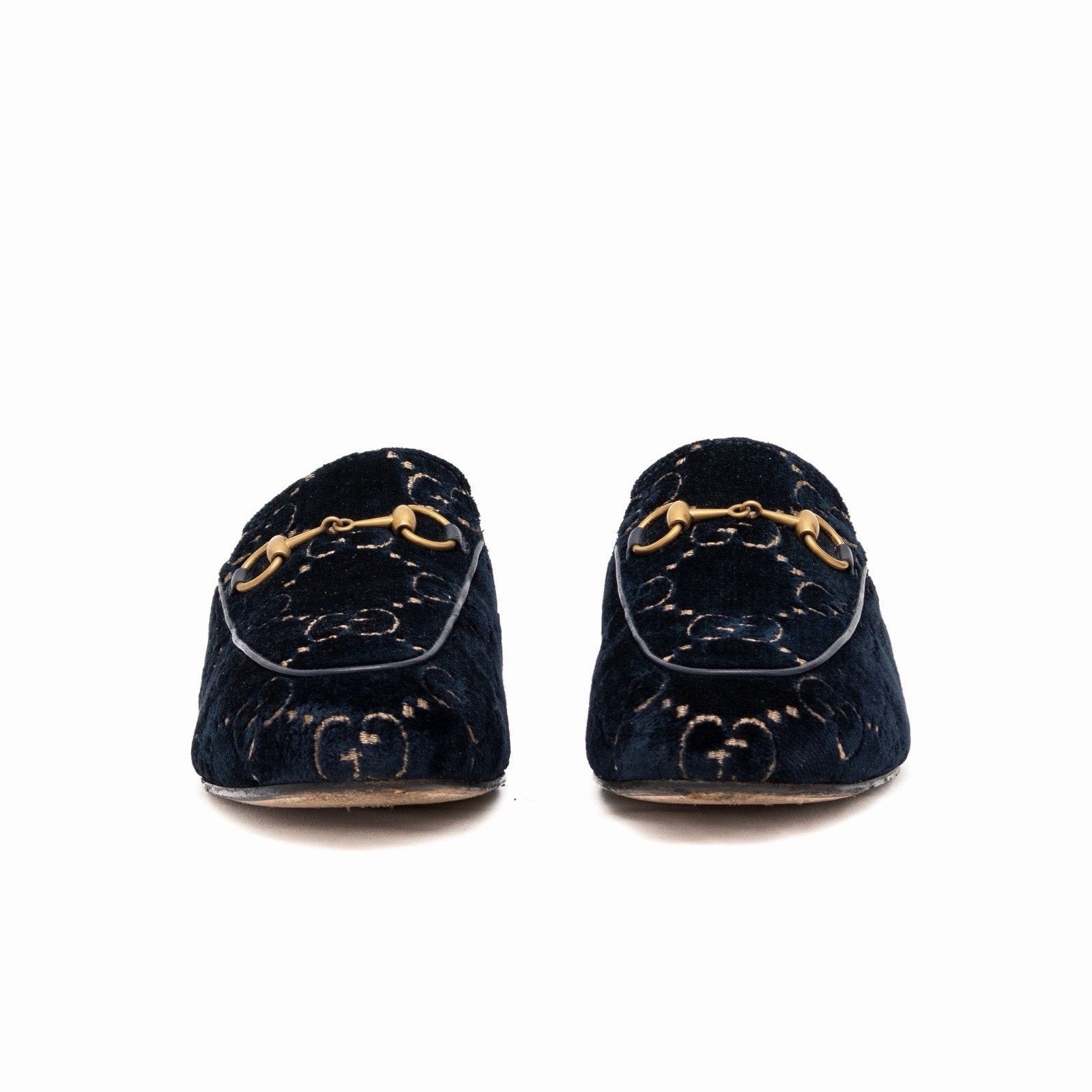 Gucci Gucci Princetown GG Monogram Blue Velvet Horsebit Mule Navy Size US 7 / IT 37 - 11 Thumbnail