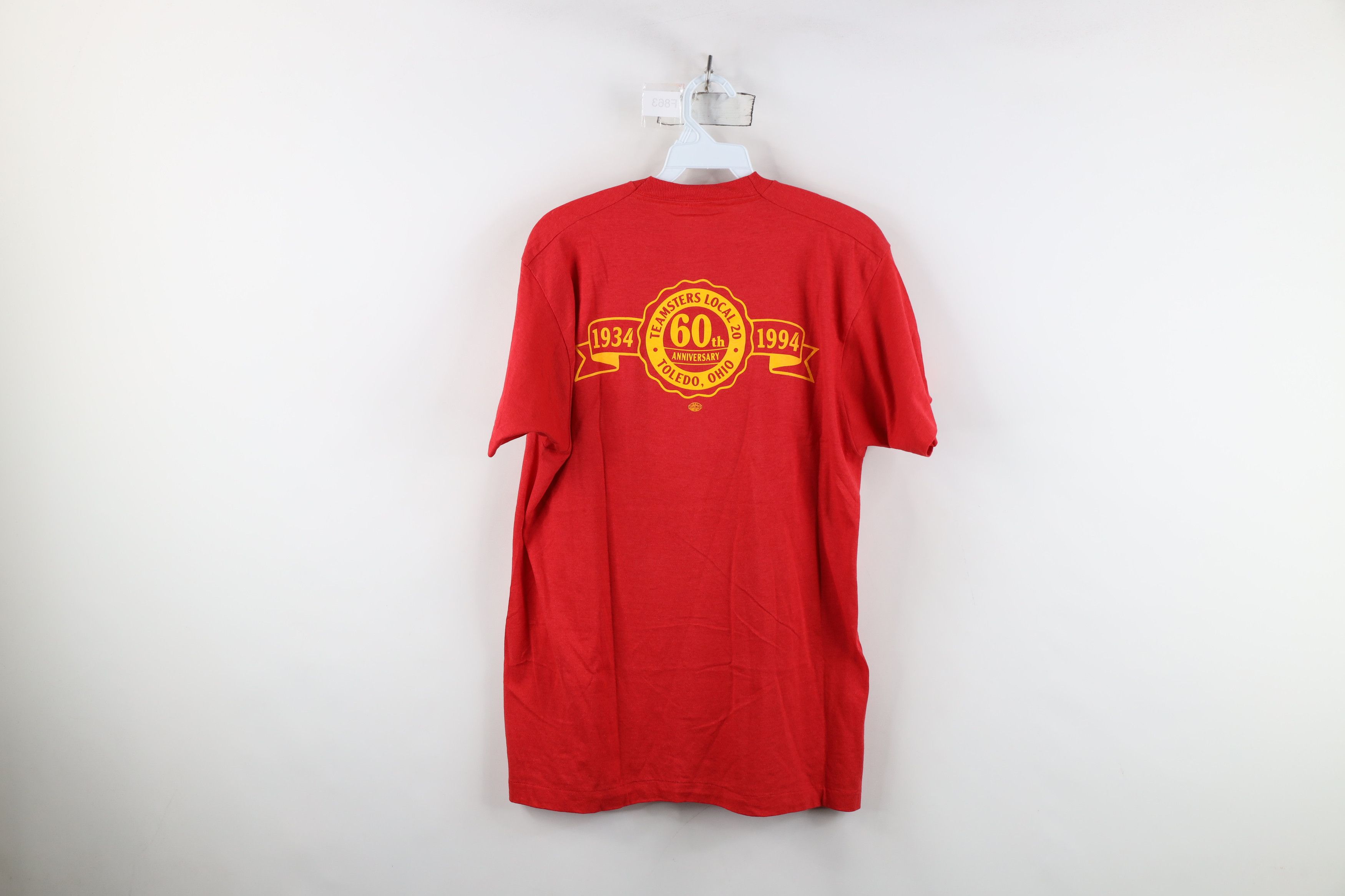 Vintage Vintage 80s Local 20 Union Short Sleeve T-Shirt Red USA Size US XL / EU 56 / 4 - 13 Thumbnail