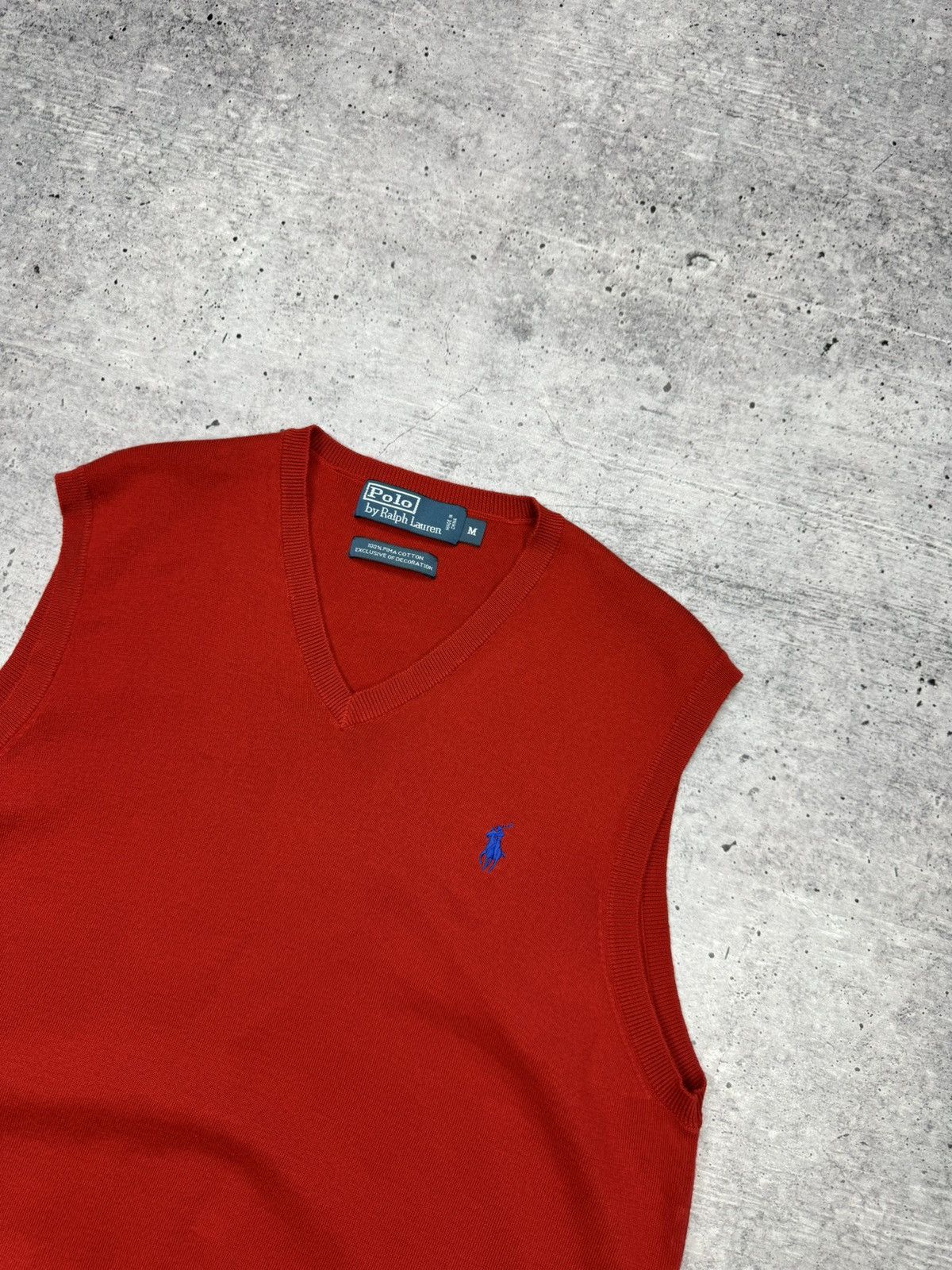 Polo Ralph Lauren × Vintage 💥💥Polo Ralph Lauren Vintage 90’s Y2K Red Pima Cotton Vest Size US M / EU 48-50 / 2 - 3 Thumbnail