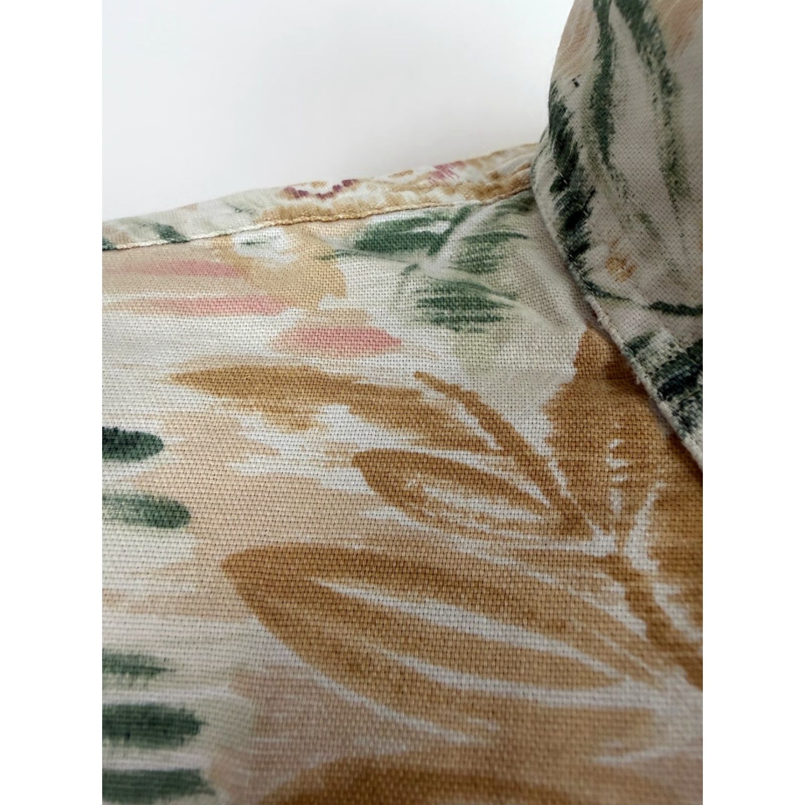 Chaps VINTAGE Chaps Shirt Men 90s Hawaiian Oxford Button-Up Short Sleeve Beige Cotton Floral Graphic Print Pocket Mens Large Size US L / EU 52-54 / 3 - 4 Thumbnail