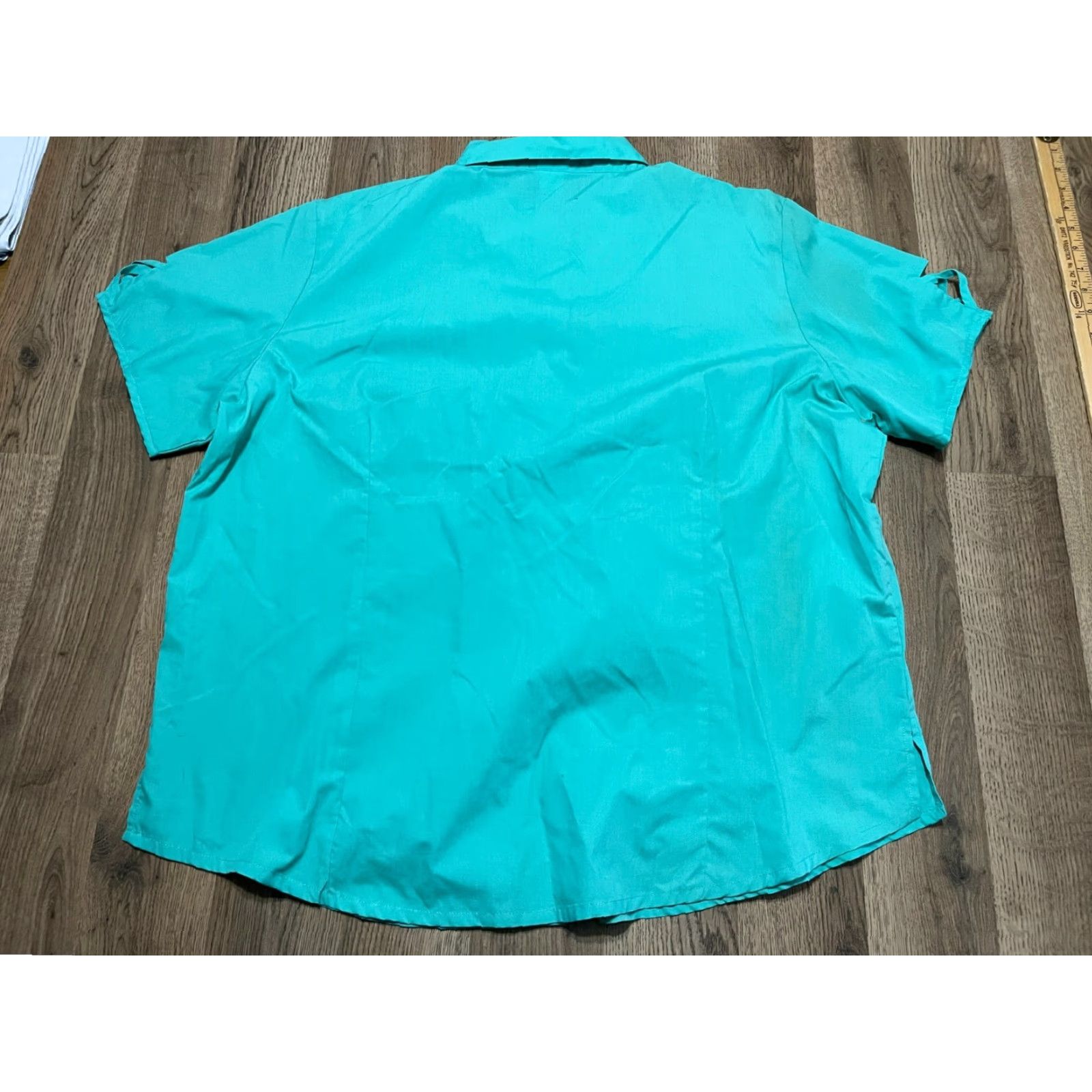 Vintage BocaBay Shirt Womens XX Teal Button Up Open Slit Sleeves Casual Modern Fall Spring Summer Size XXL / US 16-18 / IT 52-54 - 2 Thumbnail