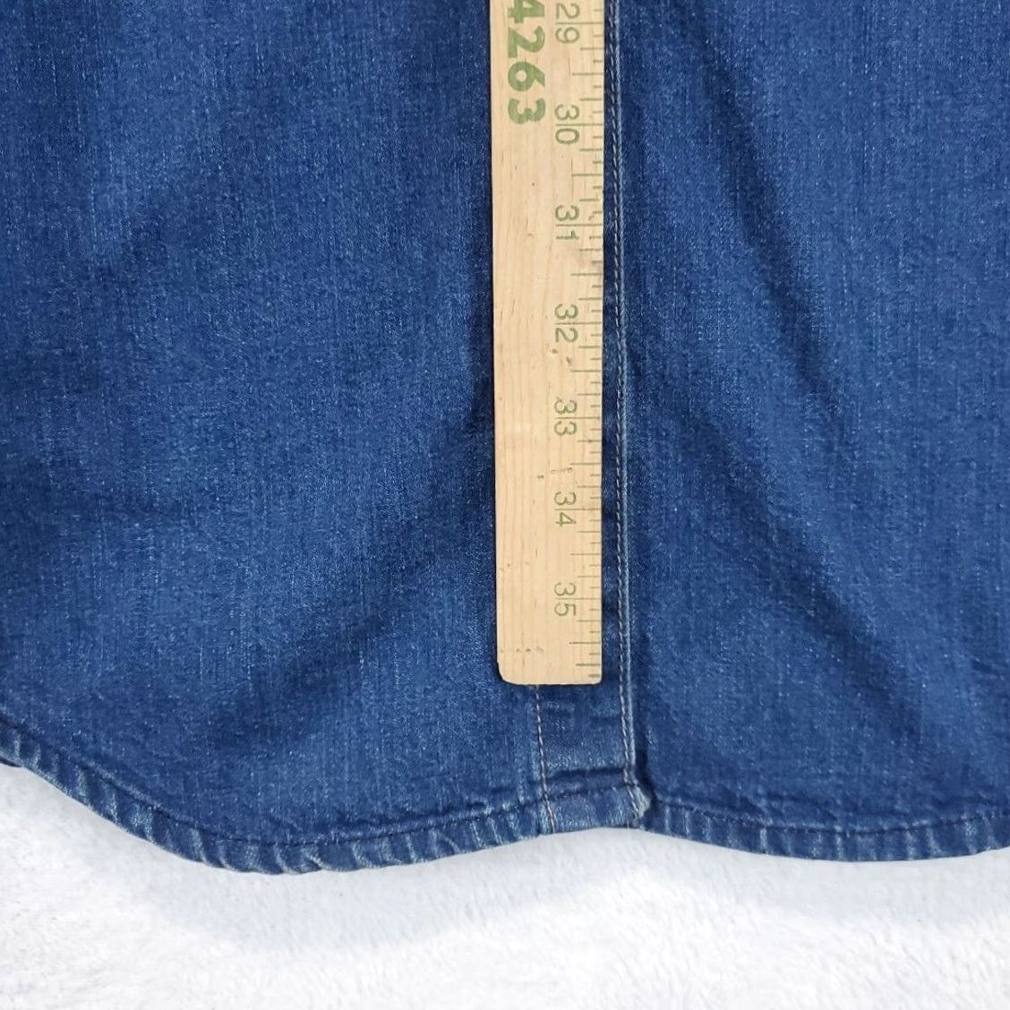 Calvin Klein VINTAGE Calvin Klein Denim Jumper Dress Long Sleeve Midi Blue 7 Women USA 80s Retro Shirt Dress with Pockets Size M / US 6-8 / IT 42-44 - 7 Thumbnail