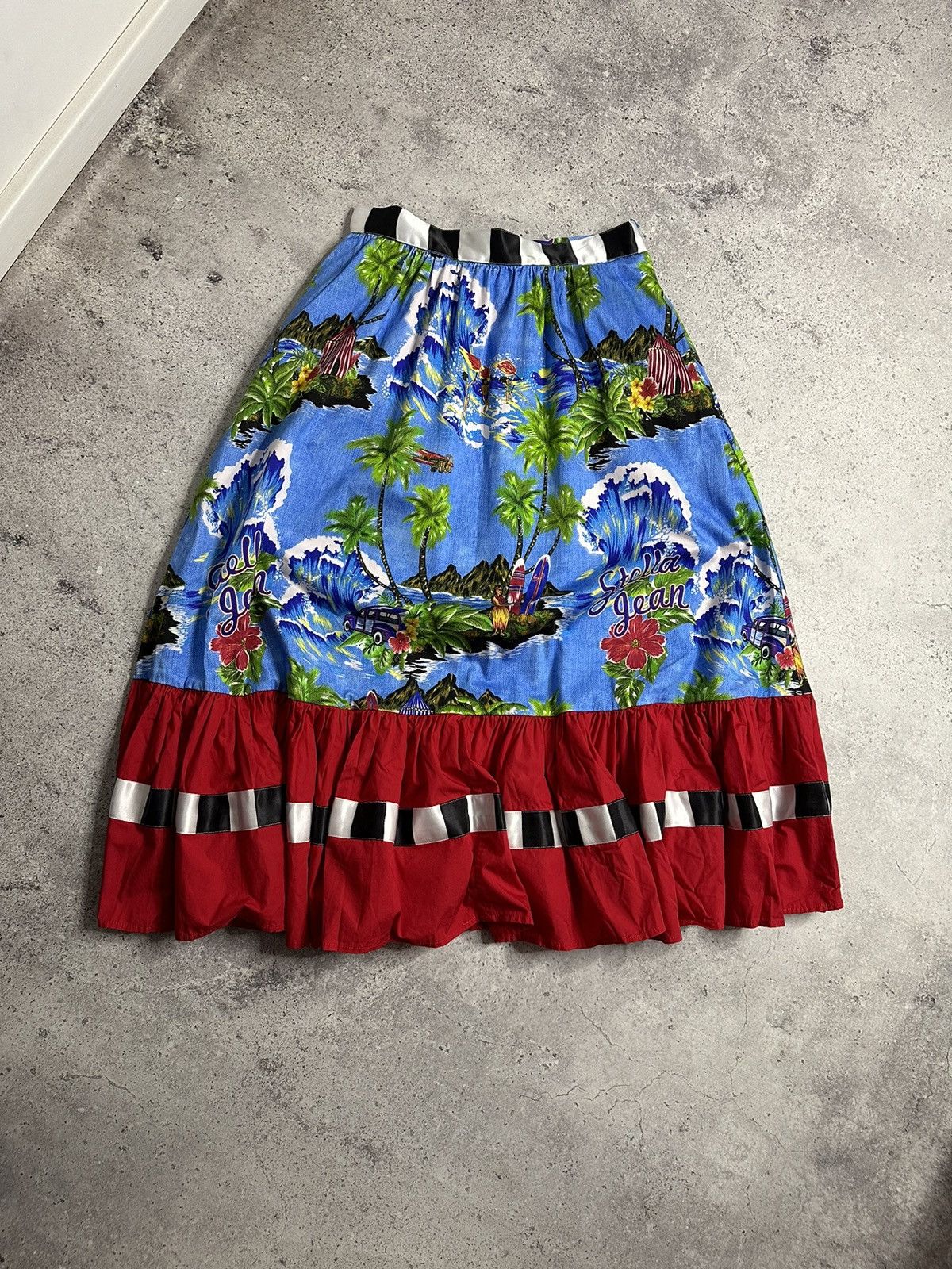 Vintage Stella Jean Gonna Lunga Tropical Print Blue Mid-Length Skirt Size 25" / US 0 / IT 36 - 1 Thumbnail