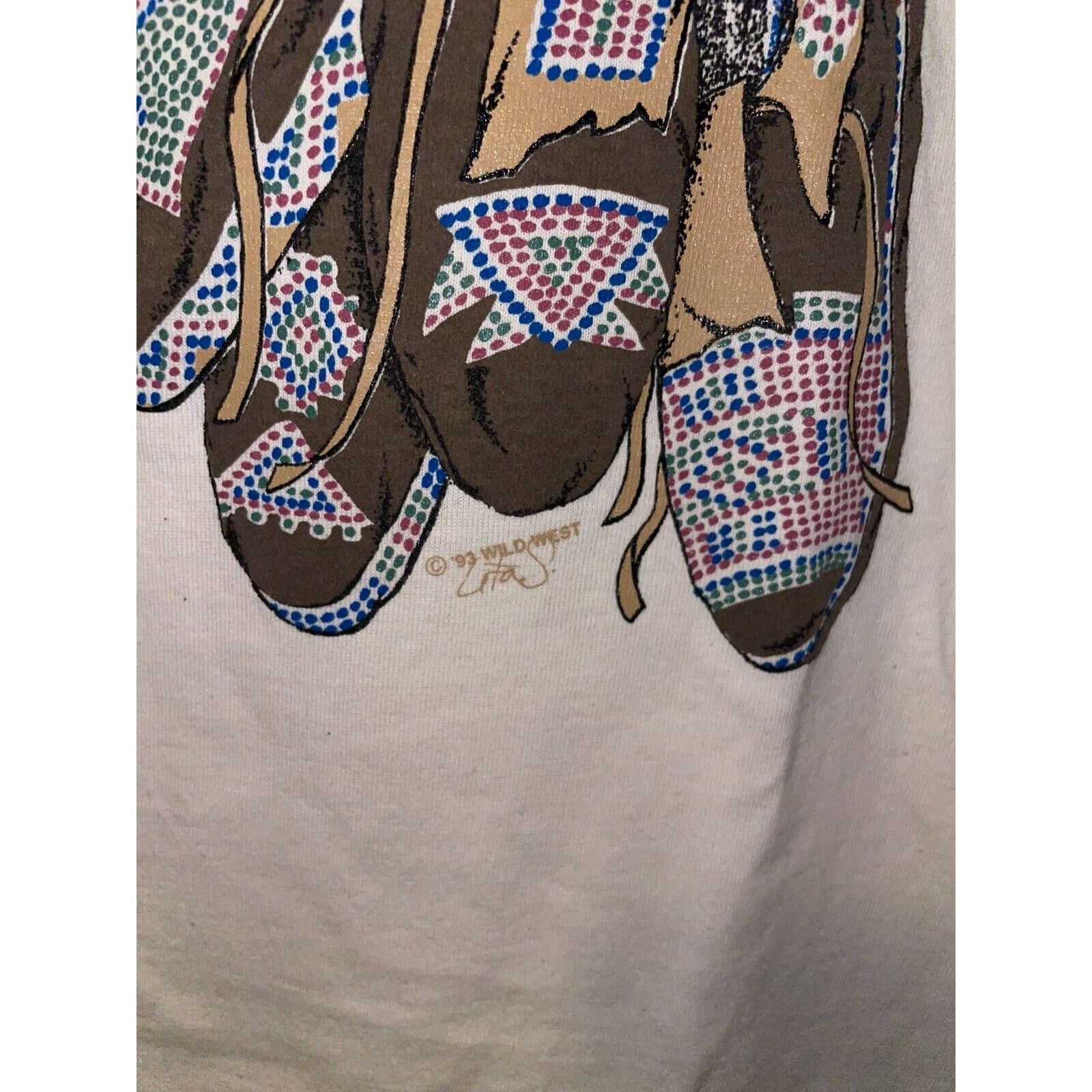 Jerzees 90s CO Colorado Native American Mocassin Shoes Art Shirt L Size US L / EU 52-54 / 3 - 8 Thumbnail