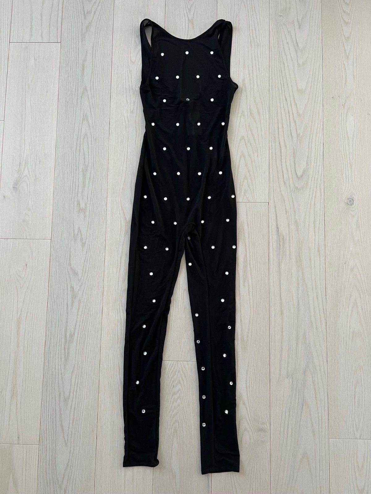 Zara Zara Rhinestone Mesh Organza Black Jumpsuit ( S ) Size 27" / US 4 / IT 40 - 4 Thumbnail