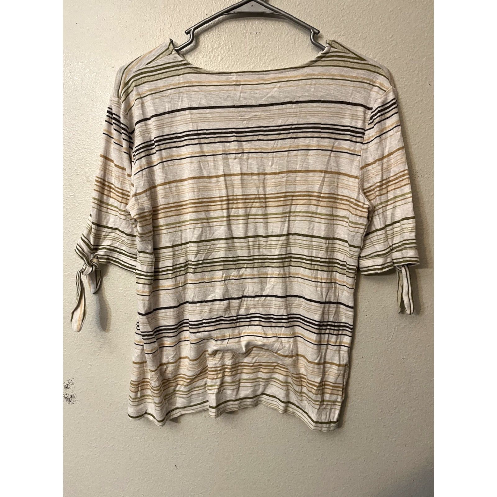 Croft & Barrow Croft Barrow Blouse Shirt Beige Short Sleeve V-Neck Knit Cotton Blend Regular Womens M City Classic Size M / US 6-8 / IT 42-44 - 3 Thumbnail