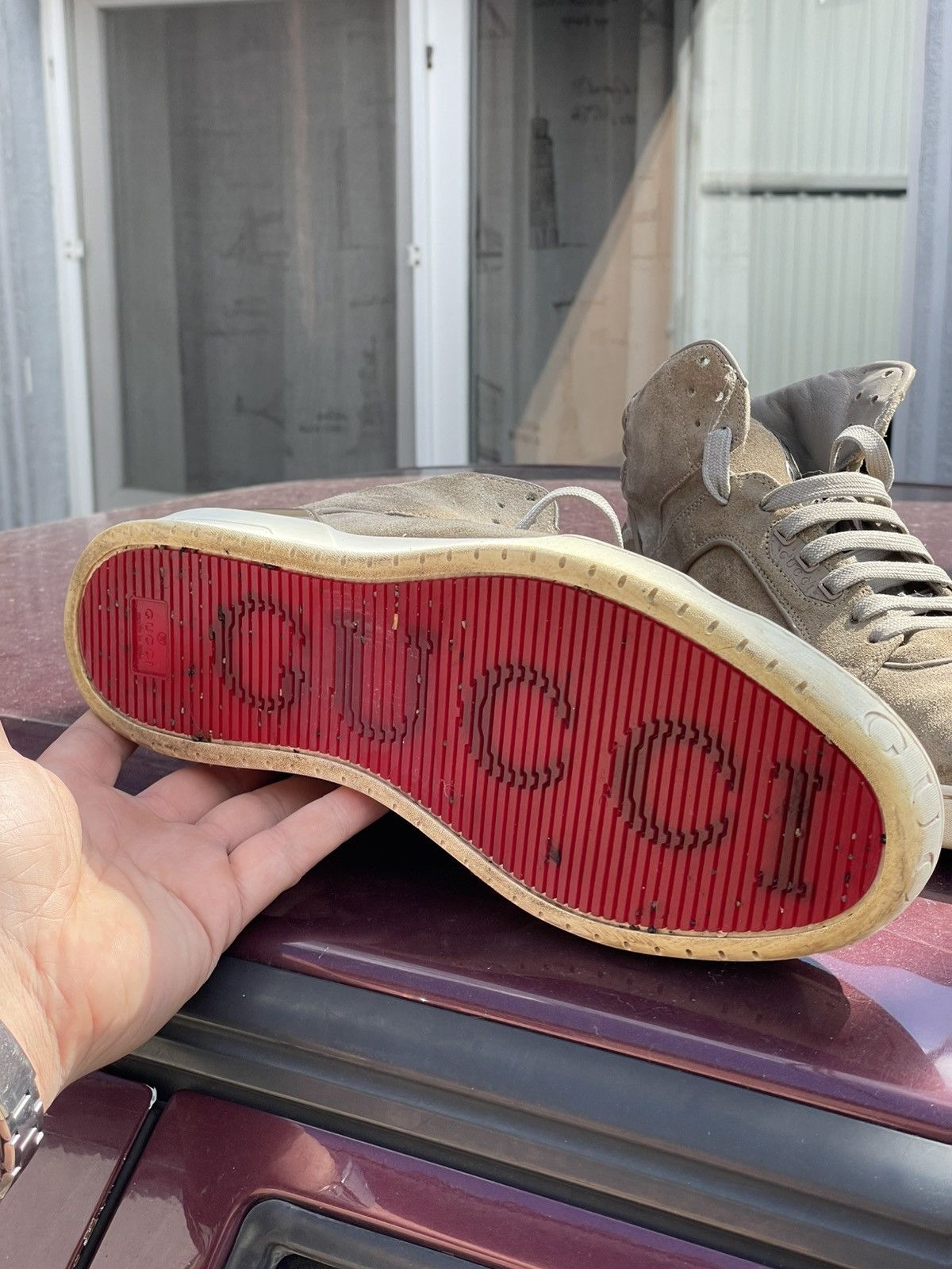 Gucci high-top suede sneakers from the Italian fashion house Gucci Size US 12 / EU 45 - 19 Thumbnail