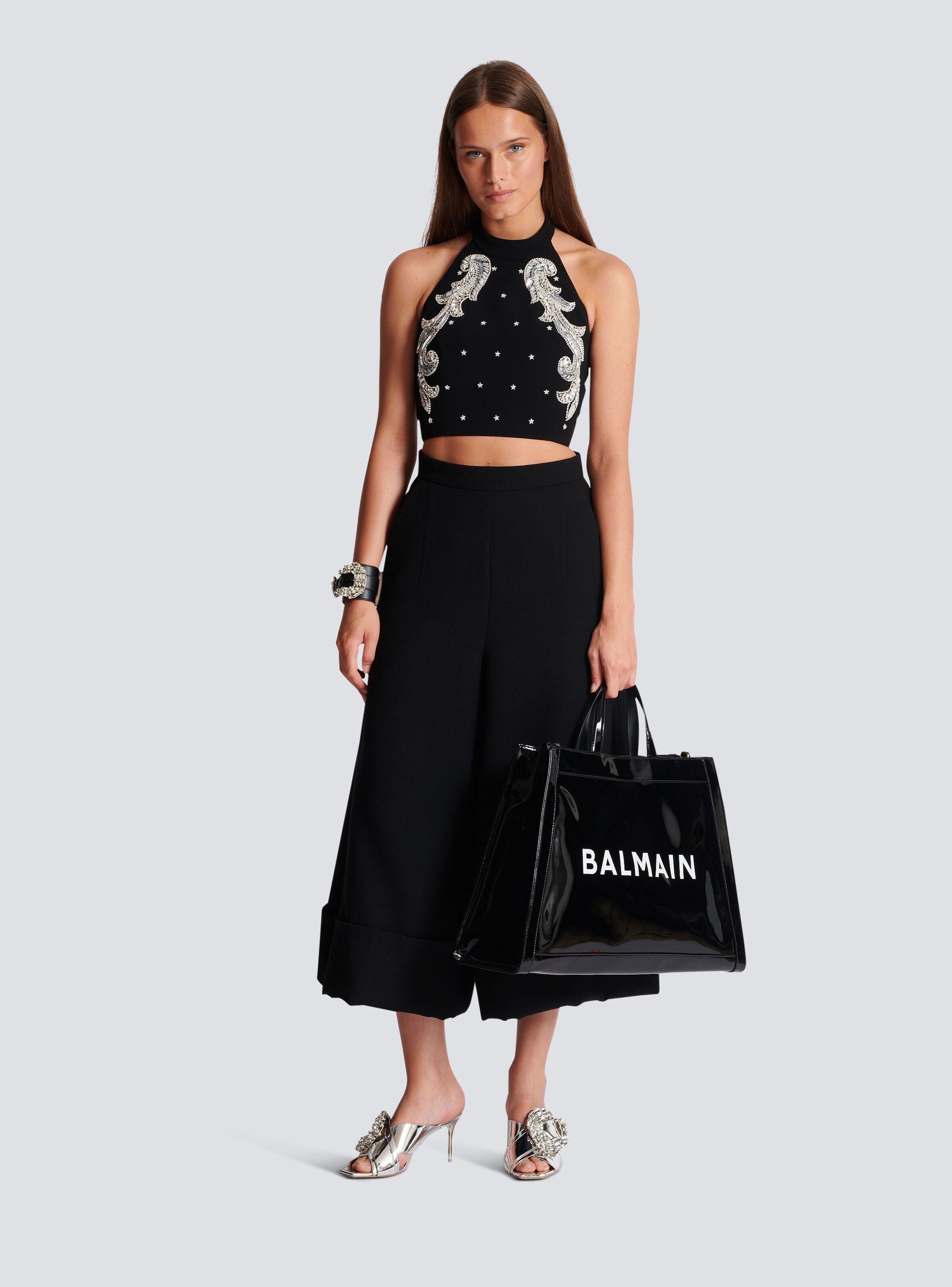 Balmain o1s1wg110825 Backless Baroque Embroidered Top in Black Size M / US 6-8 / IT 42-44 - 5 Thumbnail