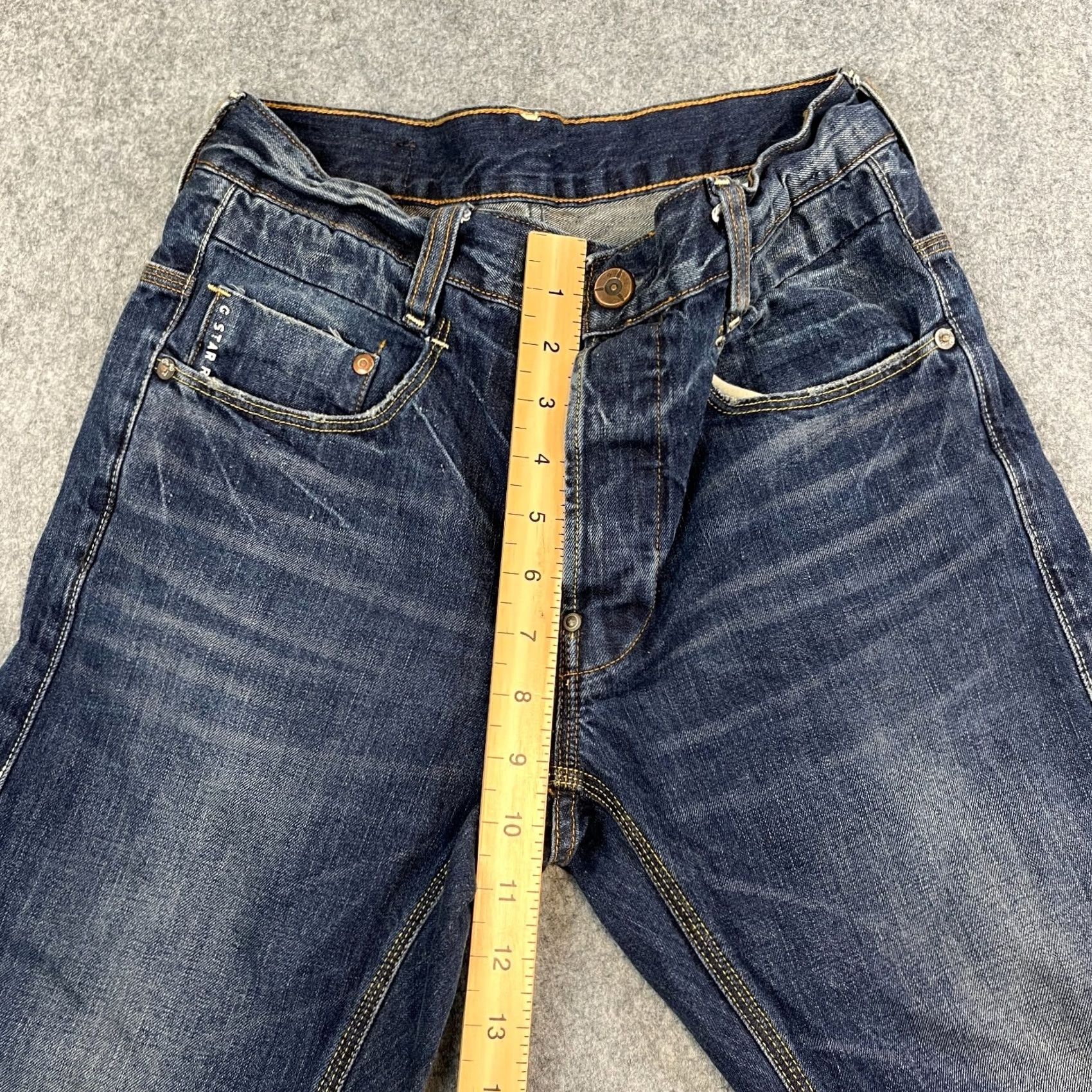 G-Star G Star Jeans Slim Tapered 29 32 Dark Wash Blue Stretch Whiskers Fades Jeans Mens Slim 29 Blue 5-Pocket Denim Cotton G-Star 3301 Fashion Vintage: No Size US 29 - 5 Thumbnail