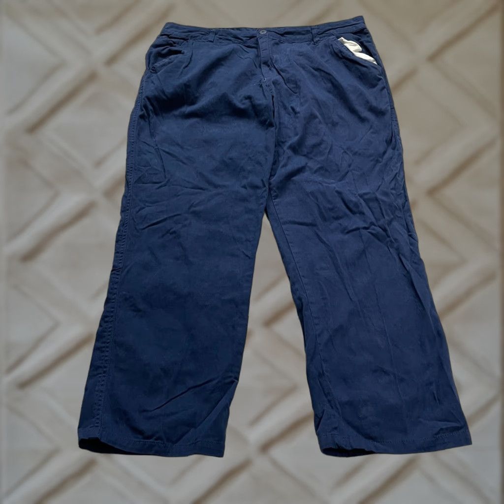 Vintage VINTAGE? Wait—No. Woman Within Chino Pants Women Plus Size 18W Navy Blue Straight Leg Cotton 38x28 Size 40" / US 18 - 1 Thumbnail