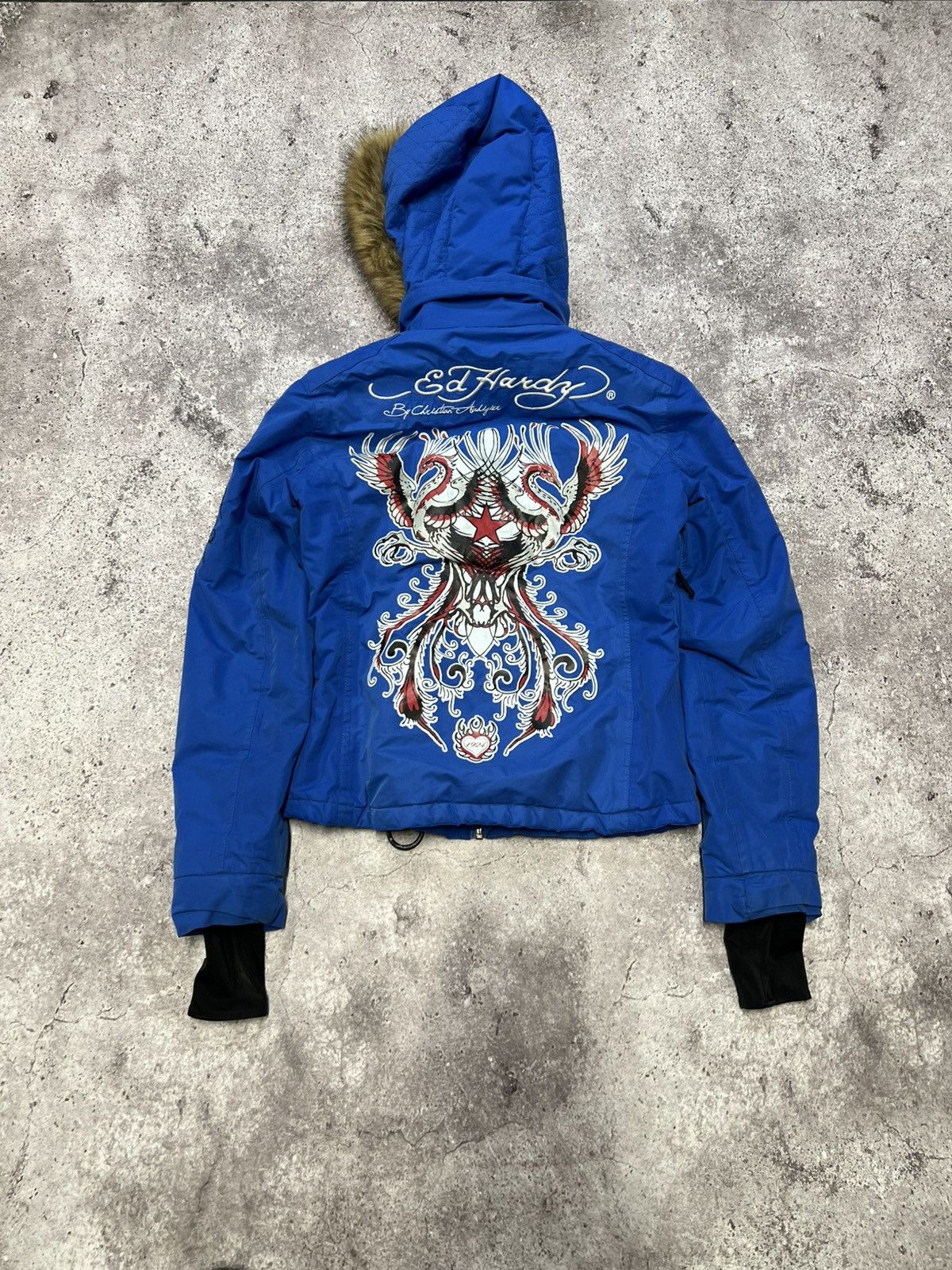 Ed Hardy VTG Y2K CHRISTIAN AUDIGIER ED HARDY FUR PUFFER JACKET Size US S / EU 44-46 / 1 - 11 Thumbnail
