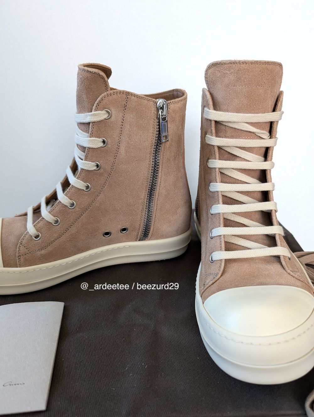 Rick Owens 💥1/1 UNRELEASED DARKFLESH LEATHER HIGH RAMONES Size US 9 / EU 42 - 3 Thumbnail