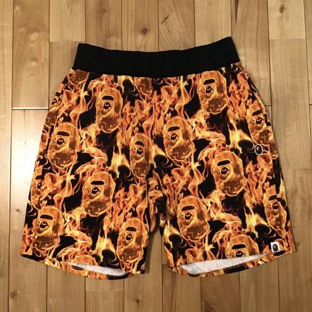 BAPE flame sweat shorts a bathing ape Fire ★size L