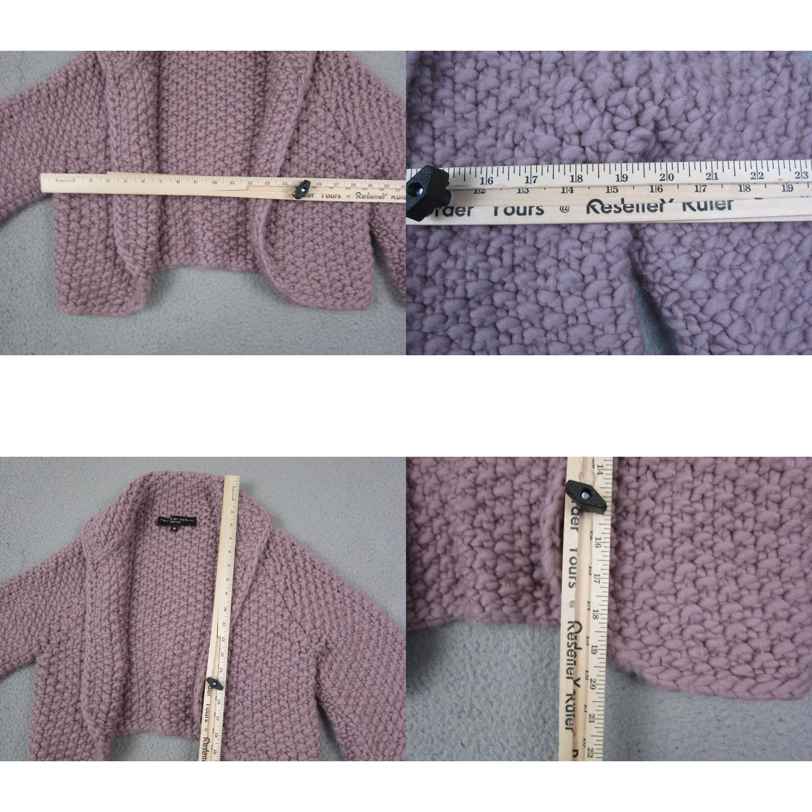 Vintage Twinkle by Wenlan Cardigan Womens Medium Pink Wool Chunky Knit Crop Open Size M / US 6-8 / IT 42-44 - 8 Thumbnail