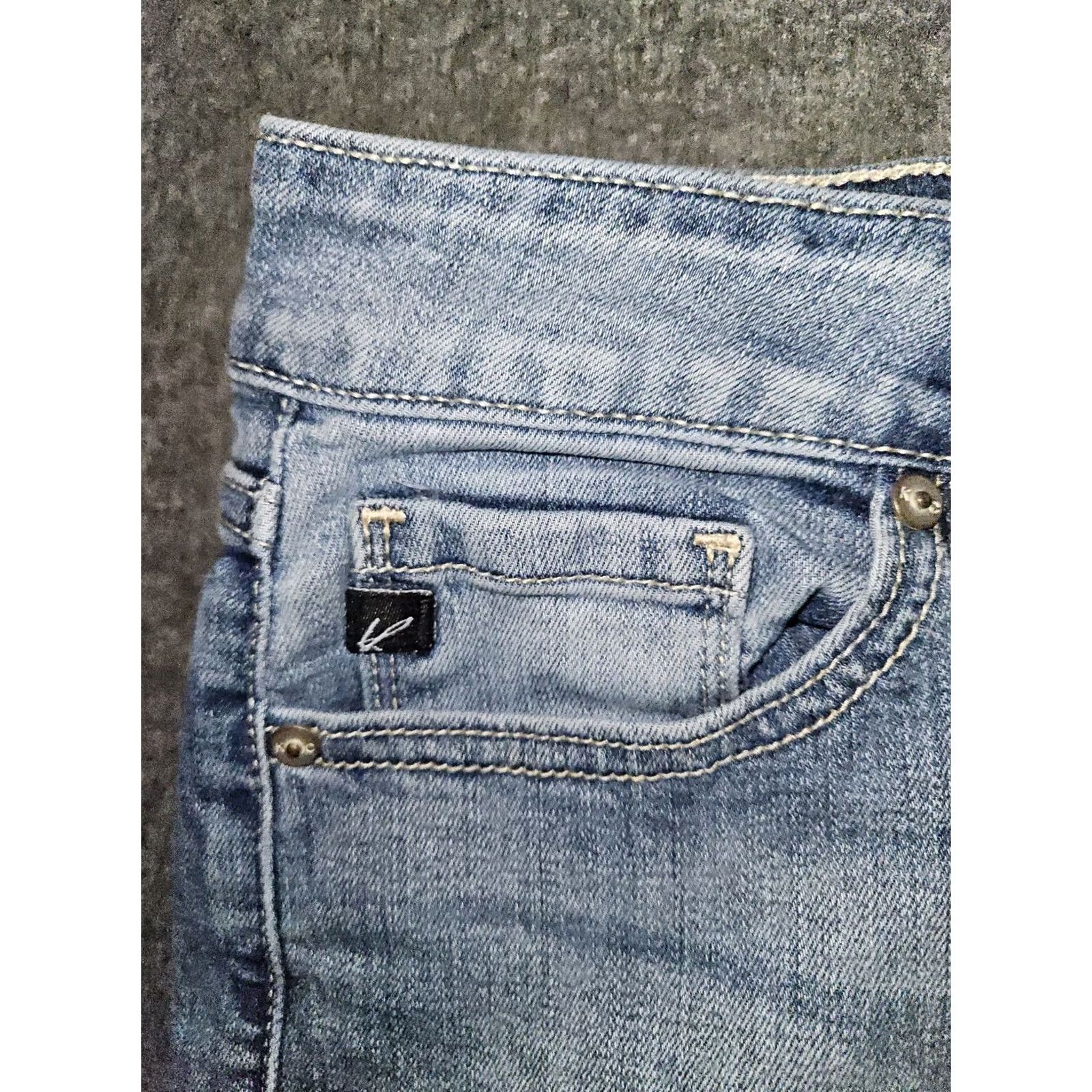 Vintage Kancan Jeans Women's Blue Mid Rise Skinny Ankle Stretch Frayed Hem Preppy Size 30" / US 8 / IT 44 - 7 Thumbnail
