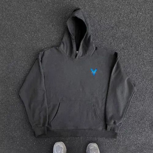 VIBE Vintage Street Hip Hop Blue Wing Print Hooded Sweatshirt Size US XL / EU 56 / 4 - 4 Thumbnail