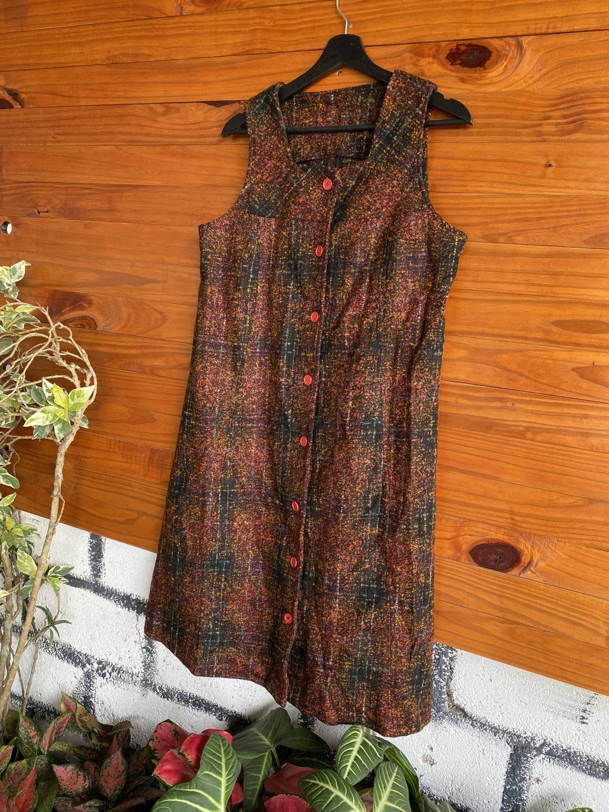 Vintage Vintage Japanese Sleeveless Button-Front Dress Abstract Size M / US 6-8 / IT 42-44 - 4 Thumbnail