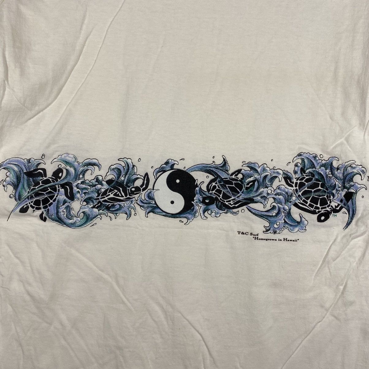 Vintage Vintage 90's T&C Surf Homegrown In Hawaii Surf Tee Shirt Size US L / EU 52-54 / 3 - 6 Thumbnail