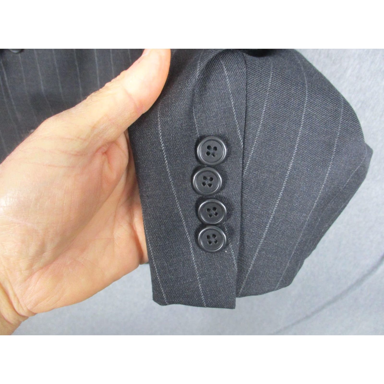 Polo Ralph Lauren Polo by Ralph Lauren Suit Jacket Men's Gray Pinstripe Wool 2-Button Notch Lapel Large 44 Regular Size US XXL / EU 58 / 5 - 3 Thumbnail