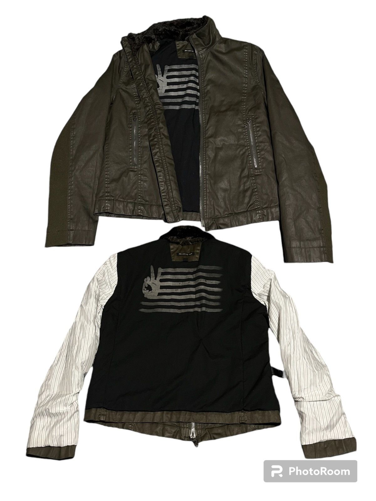 Vintage John Varvatos Fur collar Reversible Jacket stripe