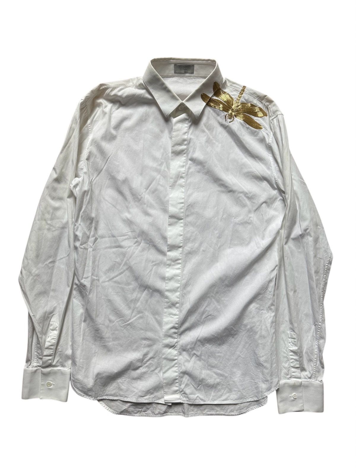 Dior F/W09 Golden Stitched Sequin Dragonfly Shirt Size US L / EU 52-54 / 3 - 1 Thumbnail