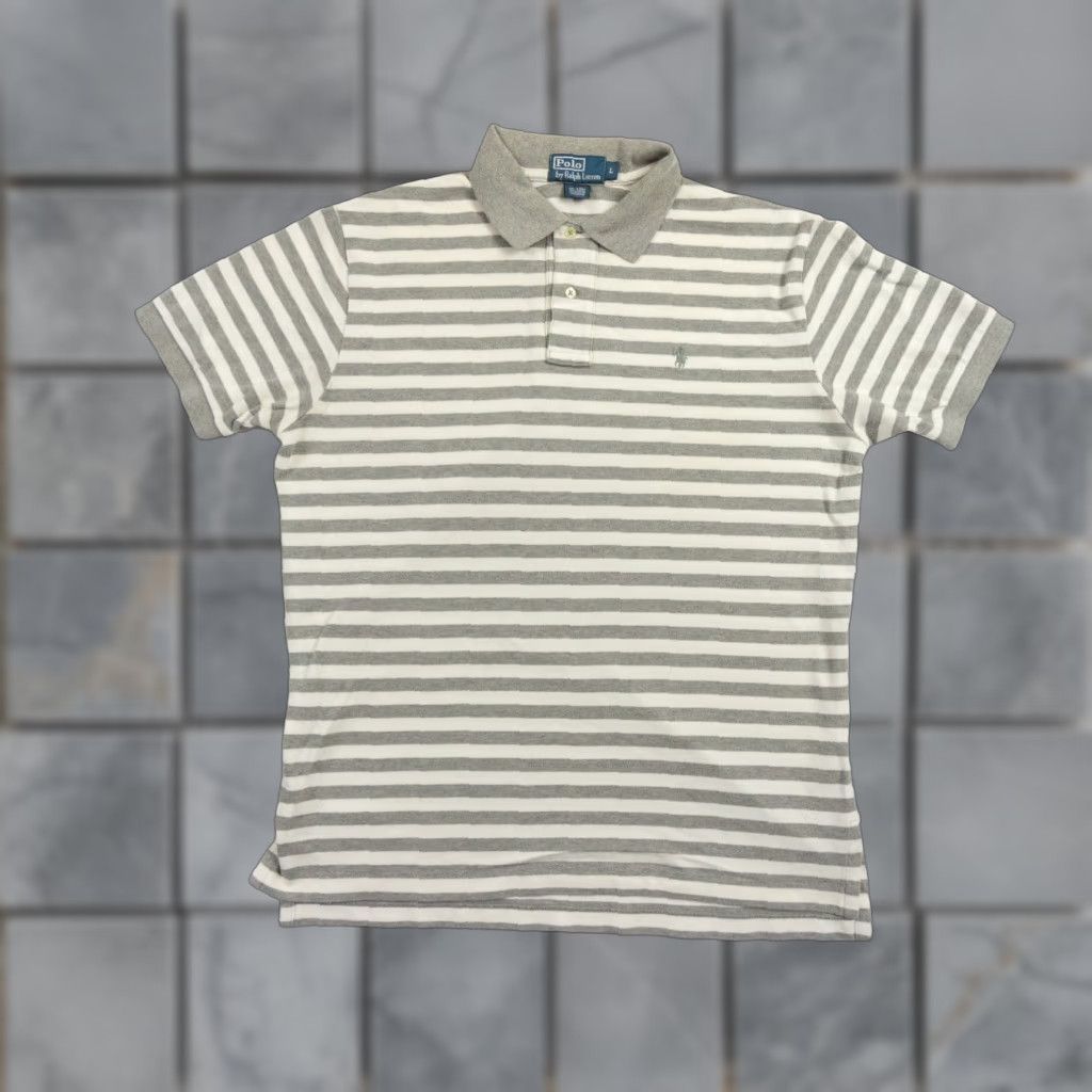 Polo Ralph Lauren Polo Ralph Lauren Men's Large Gray Striped Short Sleeve Polo Shirt Casual Preppy Size US L / EU 52-54 / 3 - 1 Thumbnail