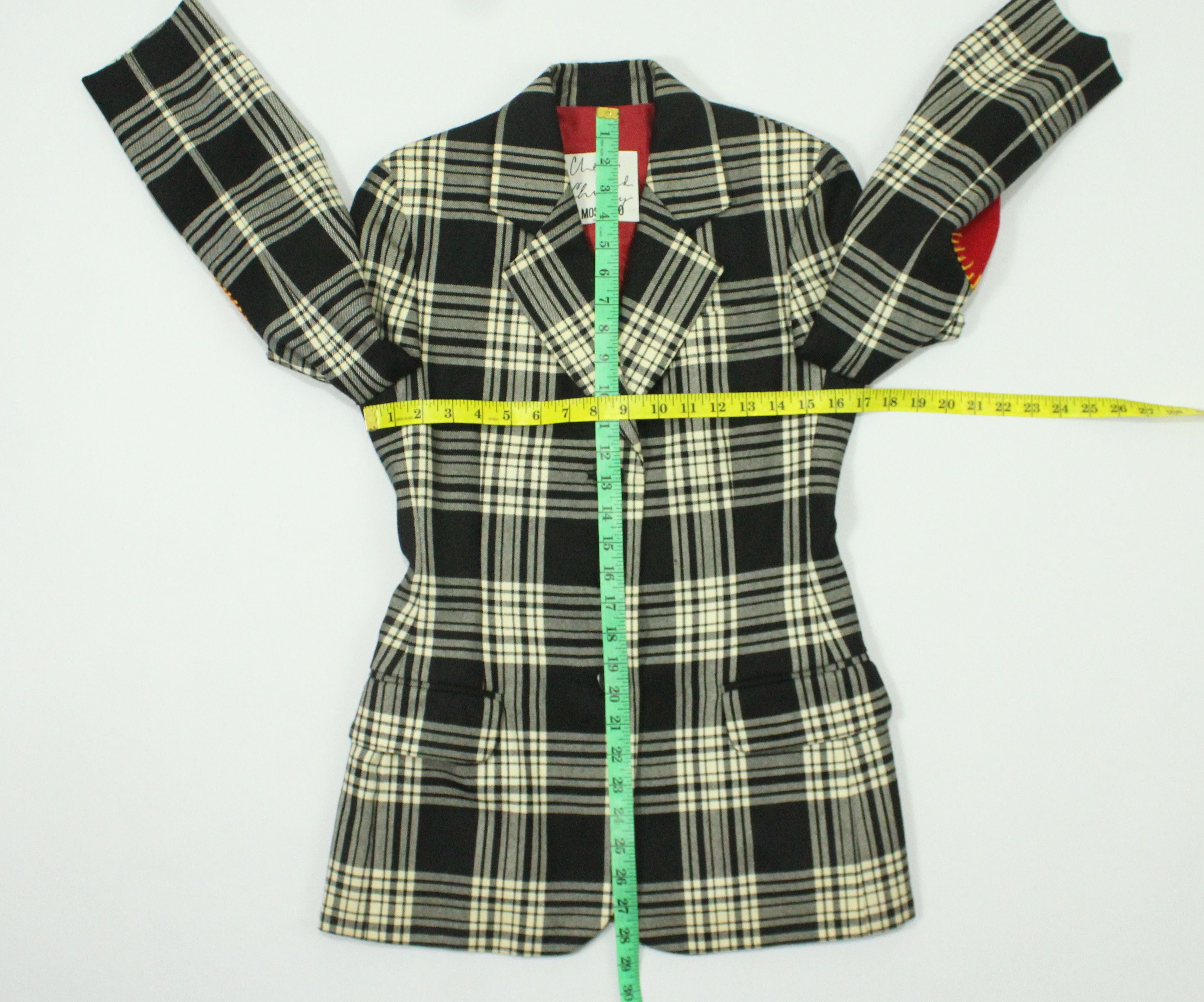 Moschino × Vintage Vintage 90s MOSCHINO CHEAP AND CHIC Jacket Tartan Love Size M / US 6-8 / IT 42-44 - 18 Thumbnail