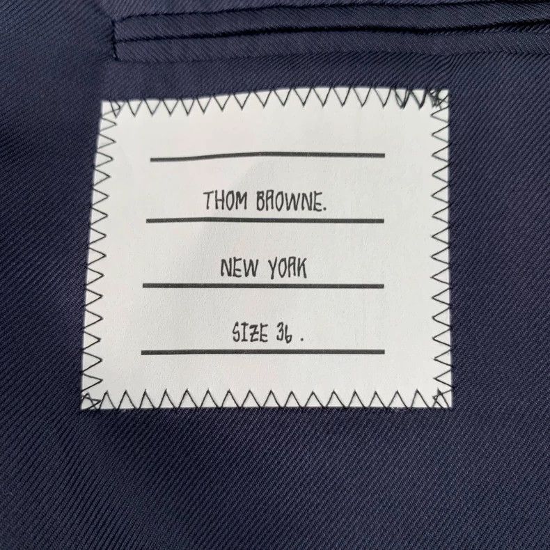 Thom Browne Thom Browne Dark blue striped wool lapel double-breasted su Size XS / US 0-2 / IT 36-38 - 5 Thumbnail