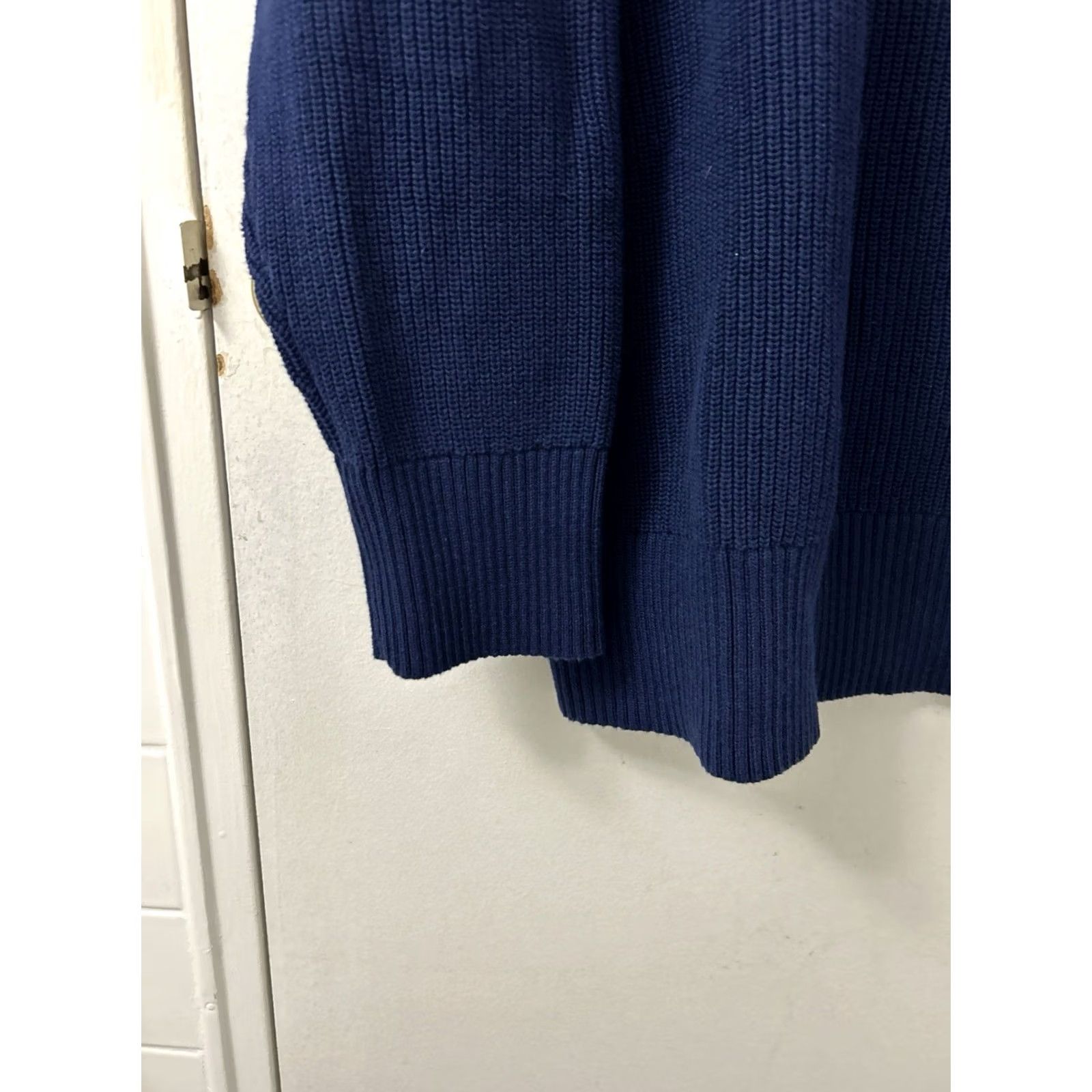 Lands' End Lands End Drifter Sweater Womens 2X Navy Blue Cotton Ribbed 1/4 Zip Pullover NWT Size XXL / US 16-18 / IT 52-54 - 6 Thumbnail