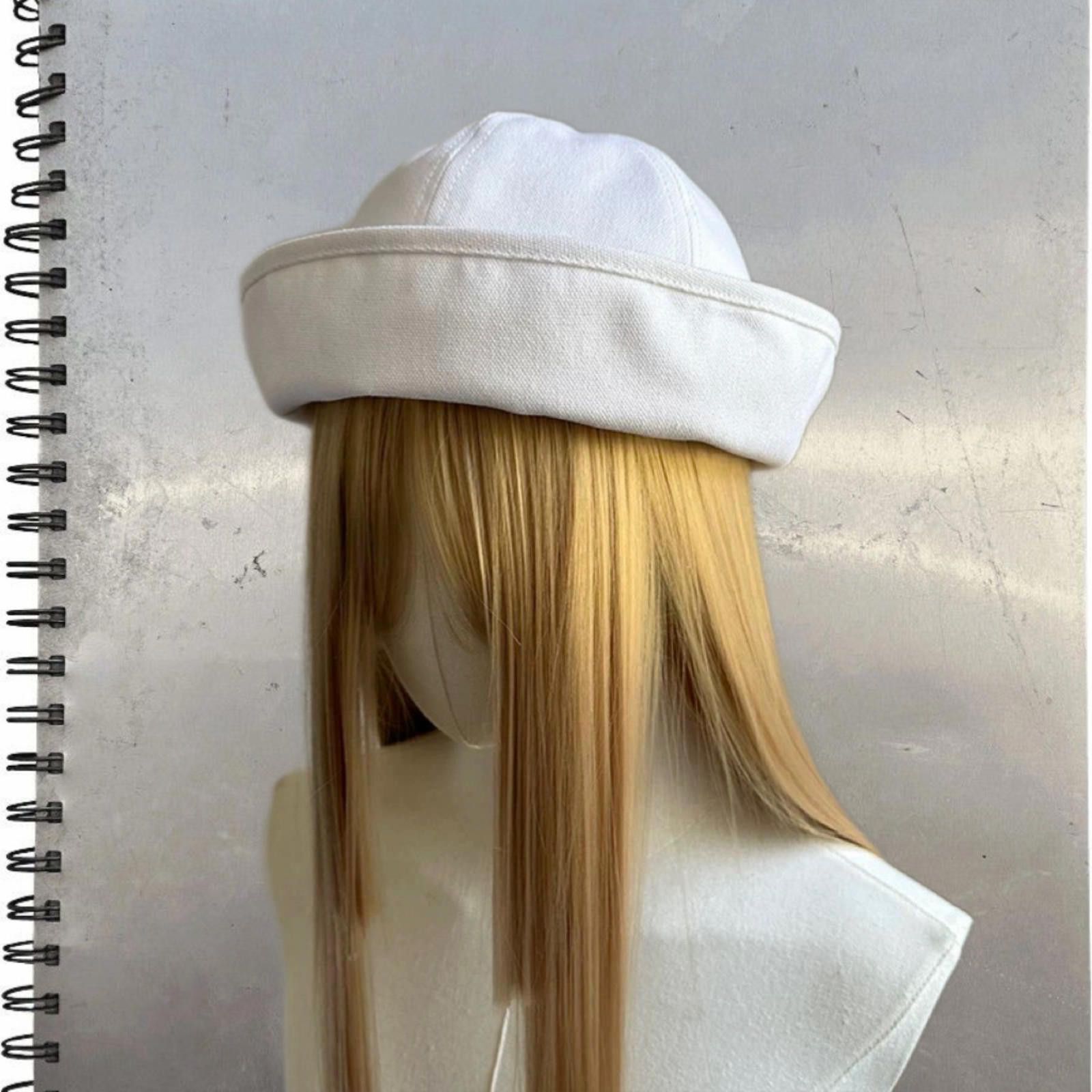 Japanese Brand Retro Wht Cotton Beret Sailor Hat Y2k French Girl Aesthetic Size ONE SIZE - 1 Thumbnail
