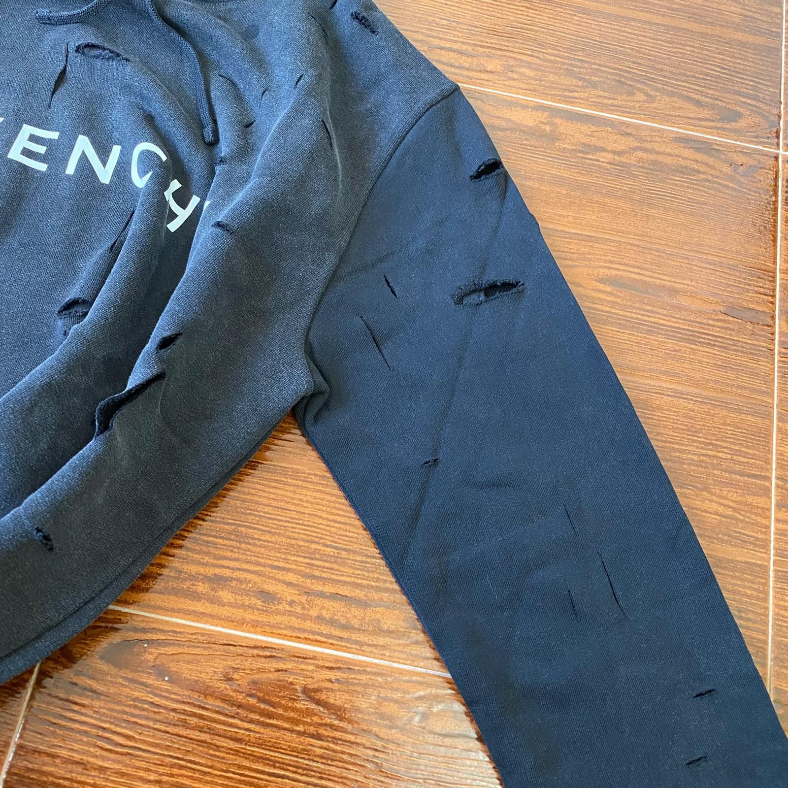 Givenchy Washed Black Double Layer Cut-Out Logo Hoodie Size US S / EU 44-46 / 1 - 6 Thumbnail