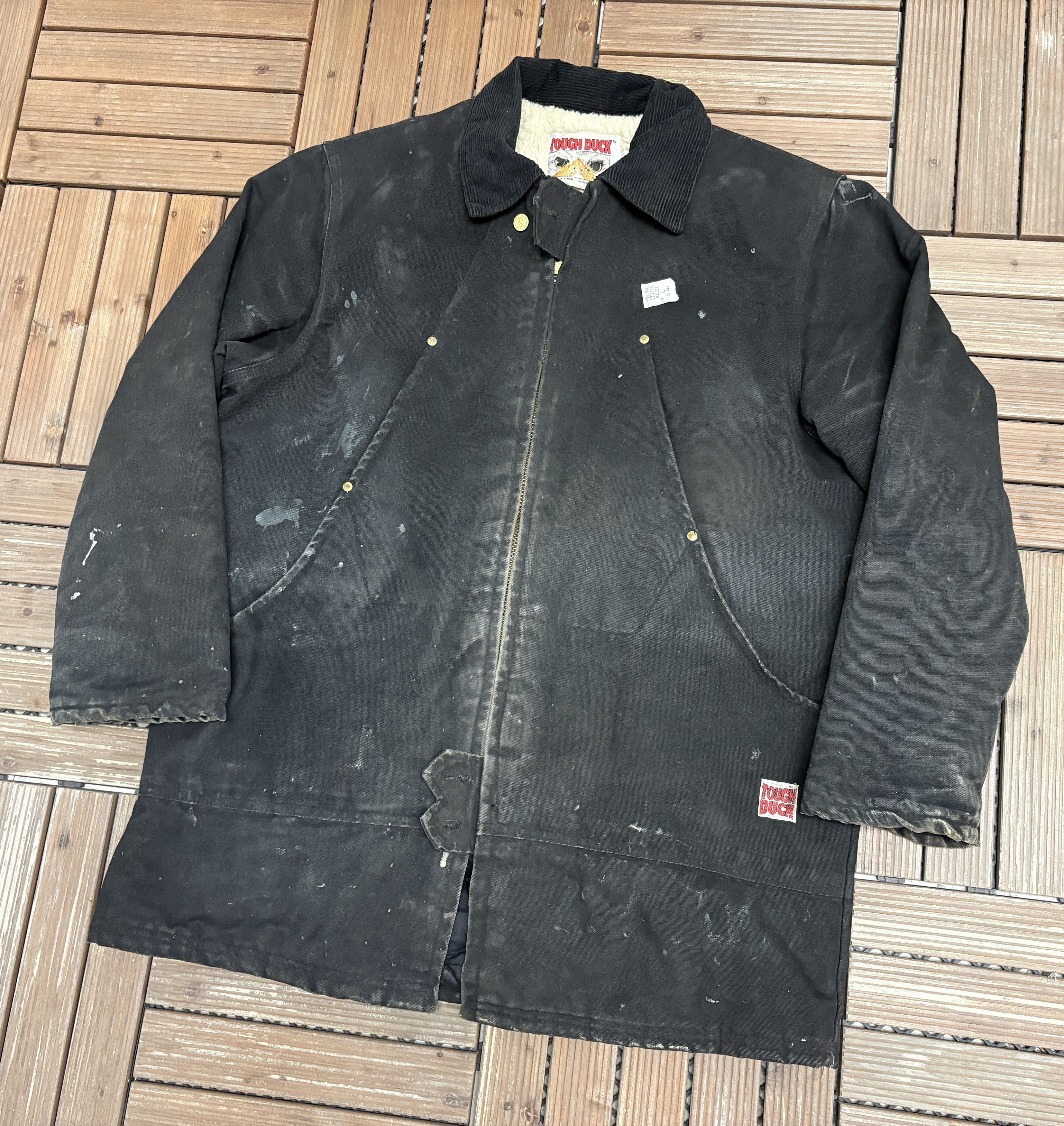 Vintage Tough Duck Vintage Black Distressed Workwear Jacket Size US L / EU 52-54 / 3 - 3 Thumbnail