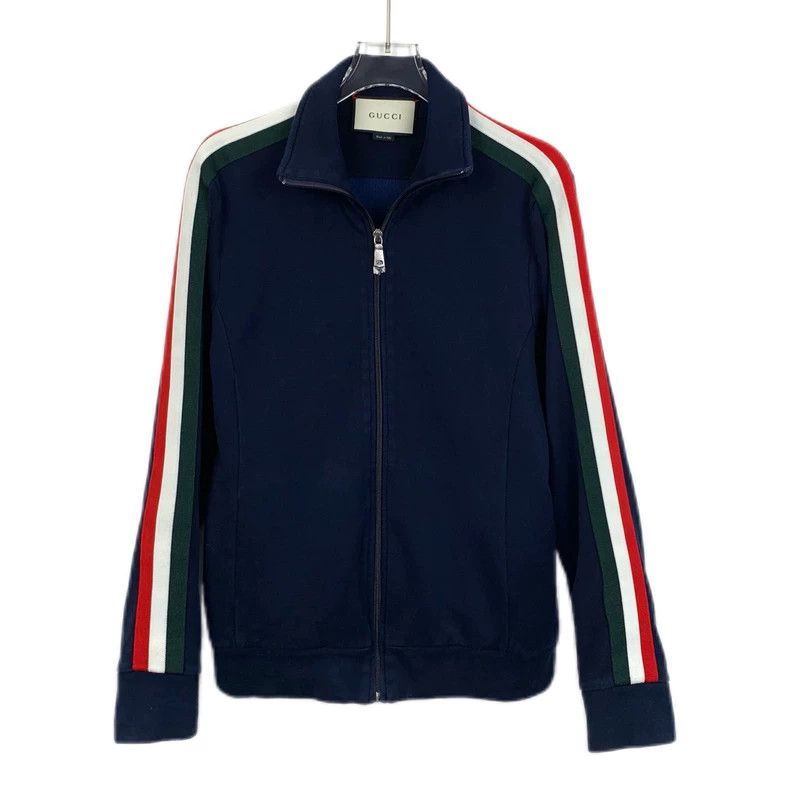 Gucci Gucci Dark blue side stripe cotton zipper jacket 2502-Nexta Size US M / EU 48-50 / 2 - 1 Thumbnail